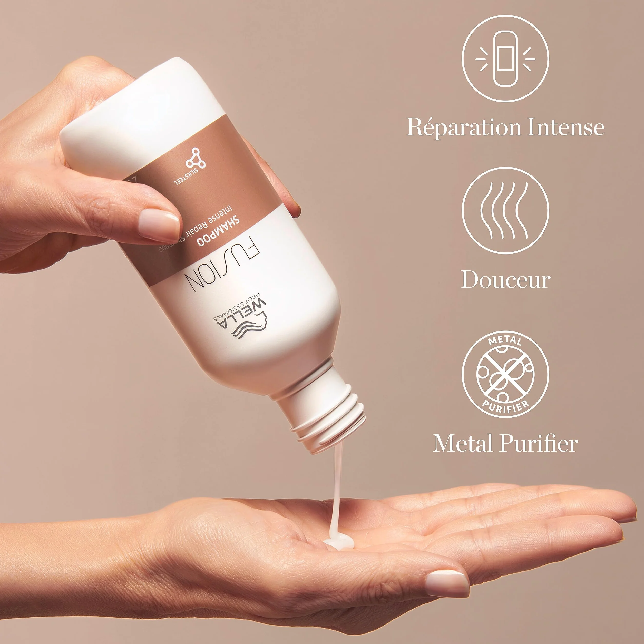 Wella Professionals FUSION Shampoing Réparation Intense Cheveux Secs Abîmés Brillance