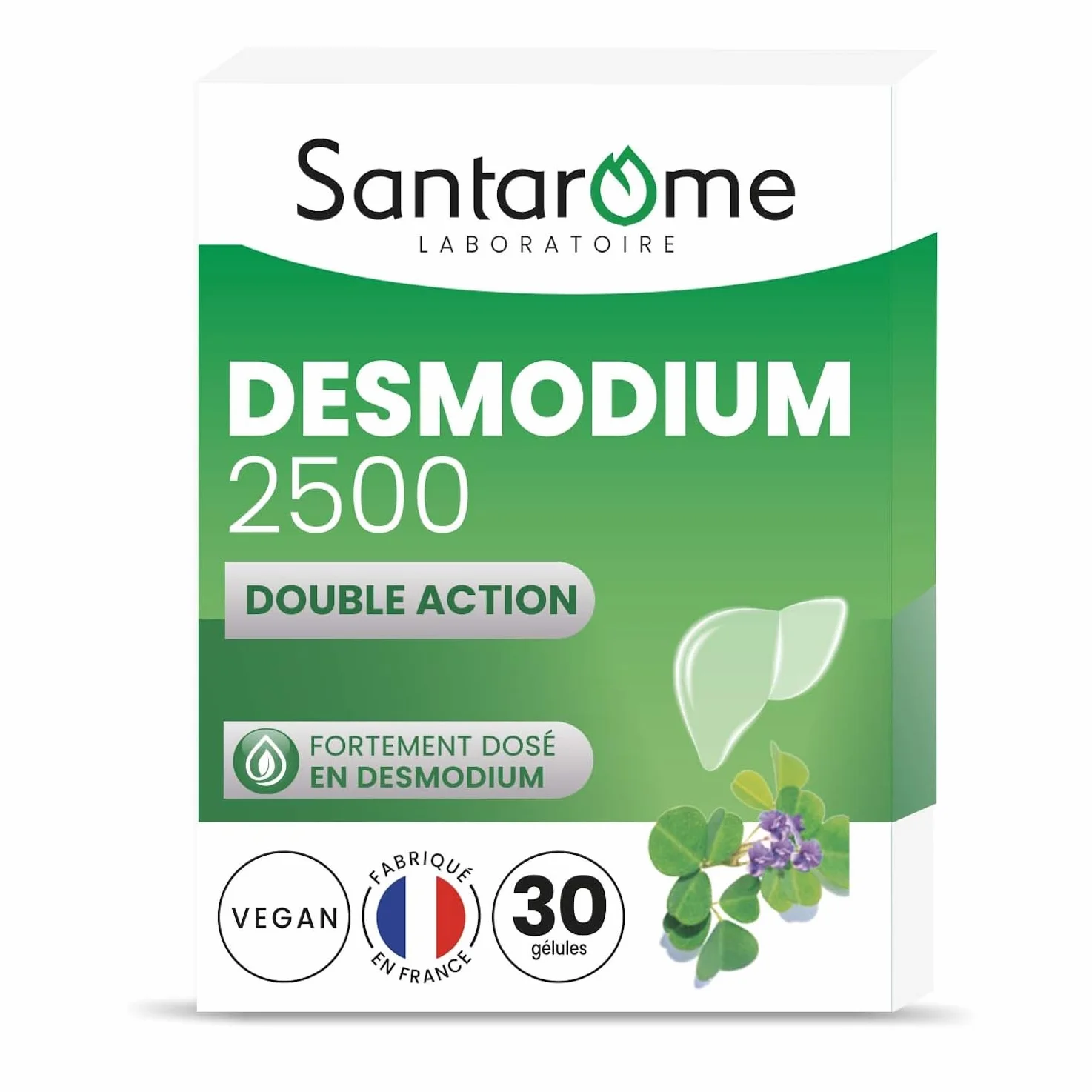 Santarome Bio Desmodium 2500 Complément Alimentaire Détoxifiant du Foie 30 Gélules Végan Made In France