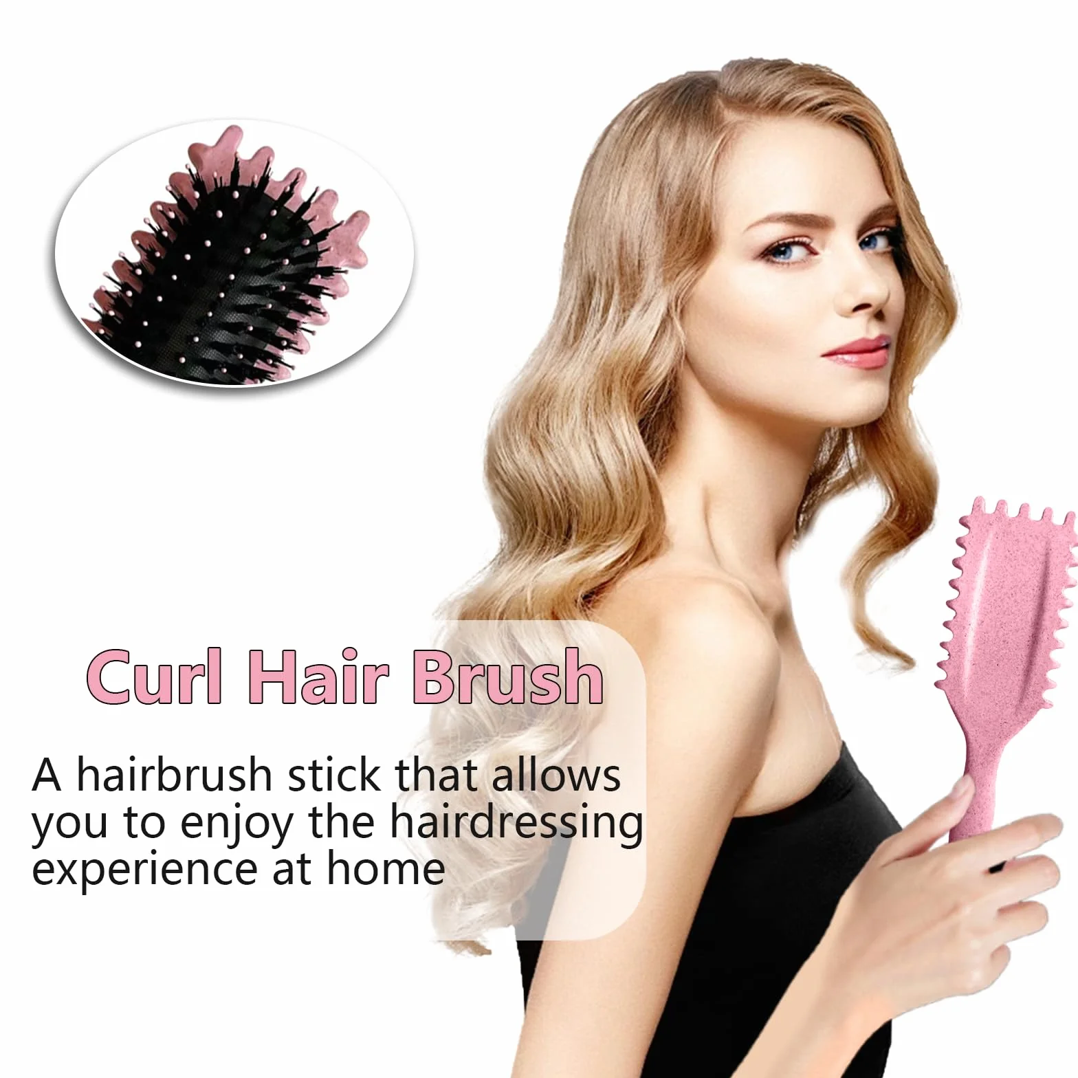 Brosse à boucler coiffante pour cheveux bouclés Rose 24cm