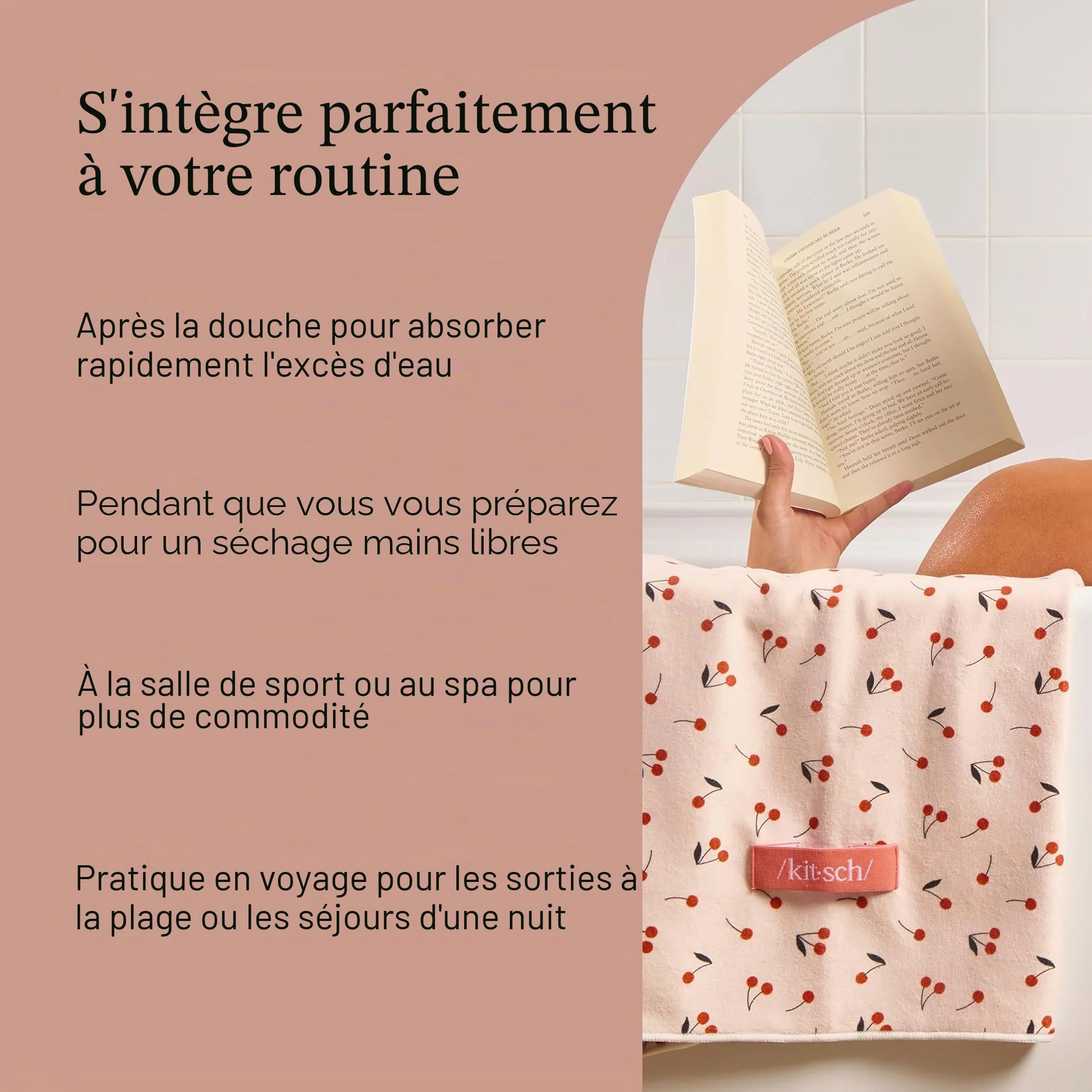 Kitsch Serviette en Microfibre XL pour Femme, Serviette en Microfibre, Super absorbante, séchage Rapide, Anti-frisottis, pour Cheveux Longs et Courts, Turban pour Femme, Cheveux mouillés et bouclés