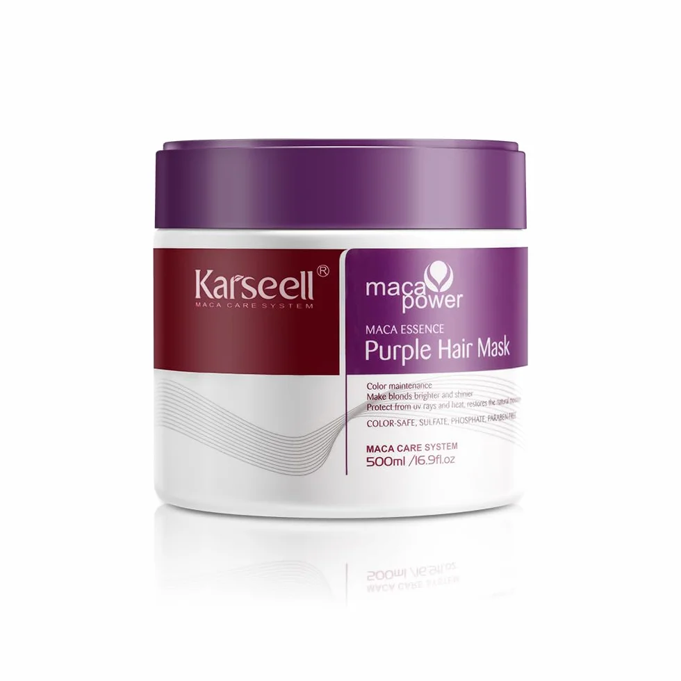 Karseell Violet Masque Cheveux 500ml Neutralise Reflets Jaunes Répare Cheveux Abîmés Blonds Platine Blancs Gris