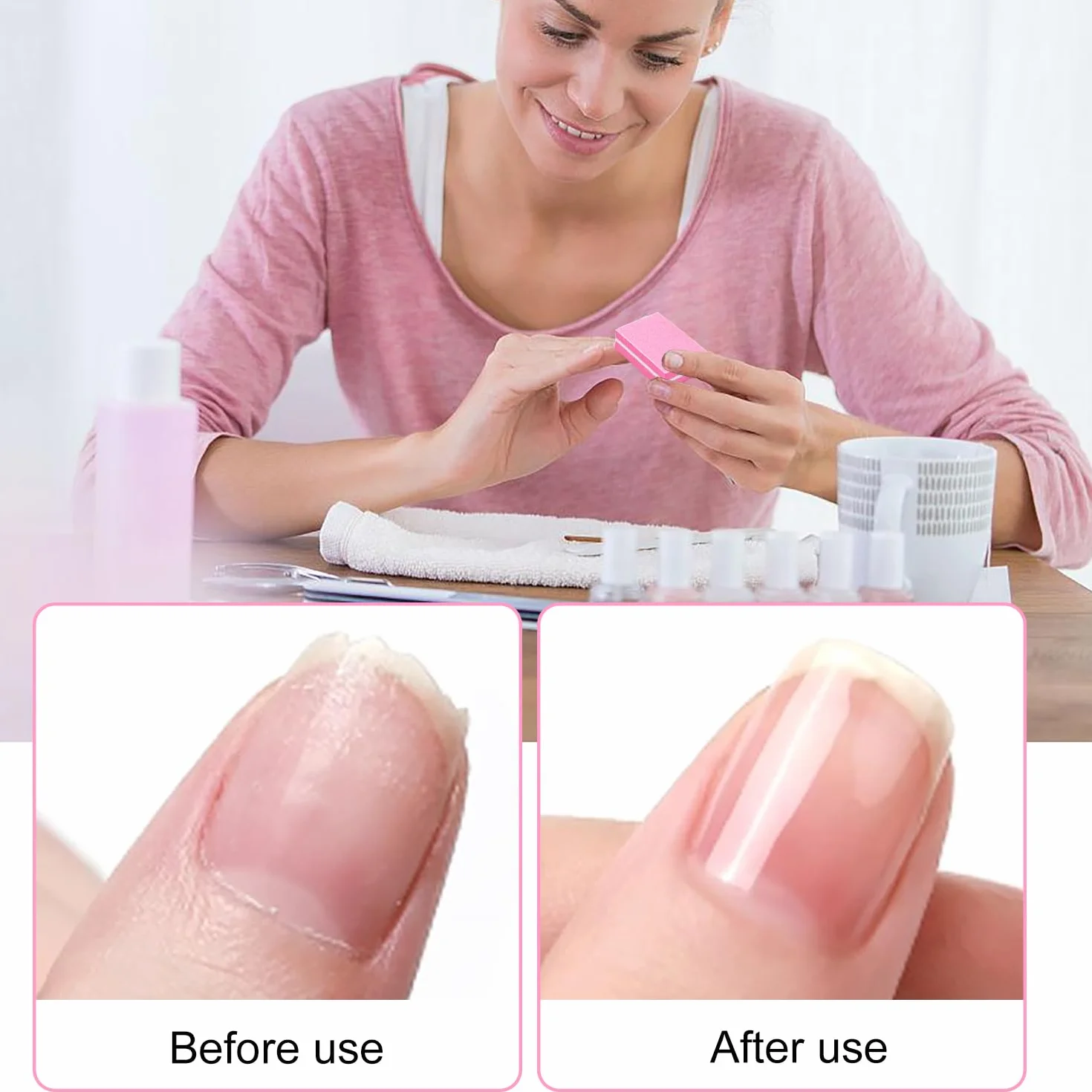 Bloc Polissoir Ongles 30 Pcs Lime à Ongles Éponge pour Manucure DIY Nail Art Rose