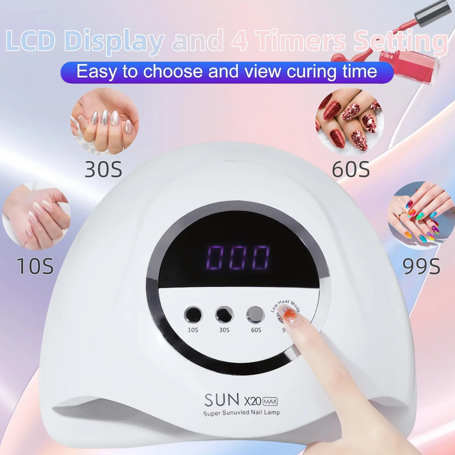 Lampe UV LED Ongles 320W 72 LEDs, Séchoir Professionnel avec Capteur Automatique et 4 Minuteries, Idéale pour Ongles des Mains et Pieds