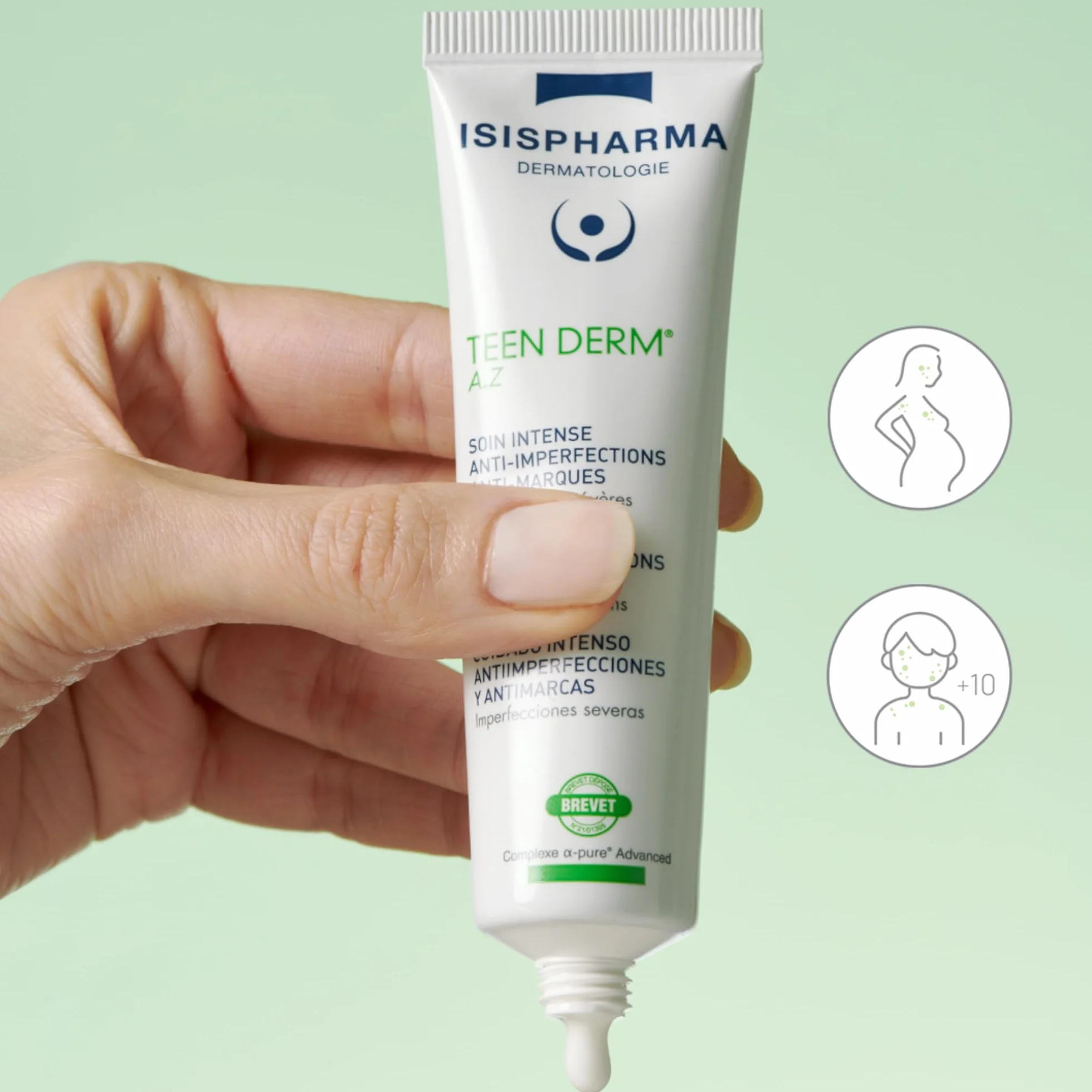 ISISPHARMA TEEN DERM A.Z Soin Triple Action Anti-Imperfections Peaux Mixtes à Grasses 15% Acide Azélaïque Fabrication Française