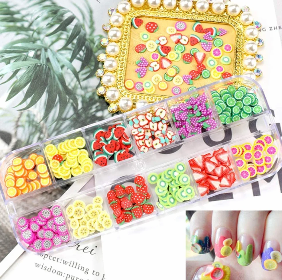 Nail Art 3D Fruit Boîte, BetterJonny Polymère Tranches Fruits en Pâte pour DIY Décoration Ongle
