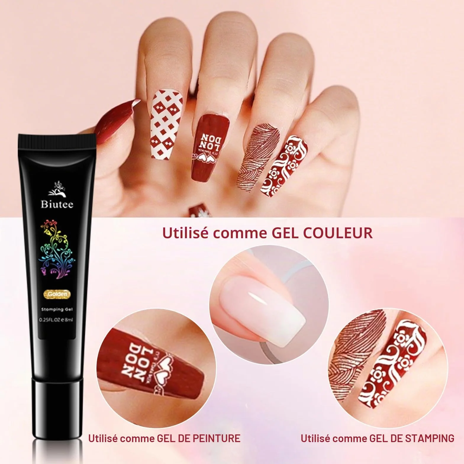 Biutee Set de Stamping Nail Art Kit d'estampage d'ongles 15 pièces modèles d'art d'ongle avec motifs d'animaux, de feuilles et de fleurs 1 Tampon 2 Grattoir 1 Paquet de Cartes