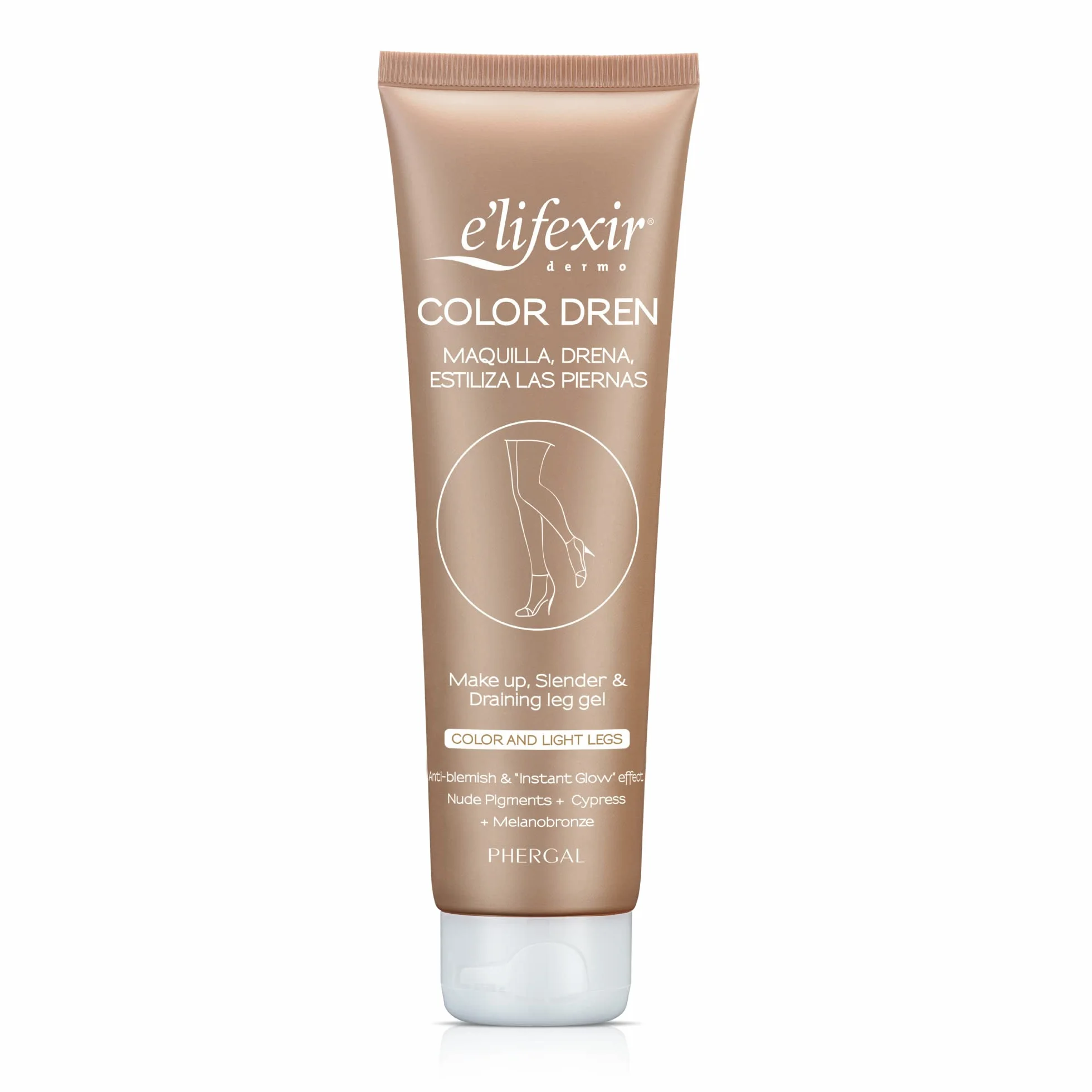 E'LIFEXIR Color Dren Maquillage pour Jambes Bronzé Crème Effet Collants Invisibles 150 ml
