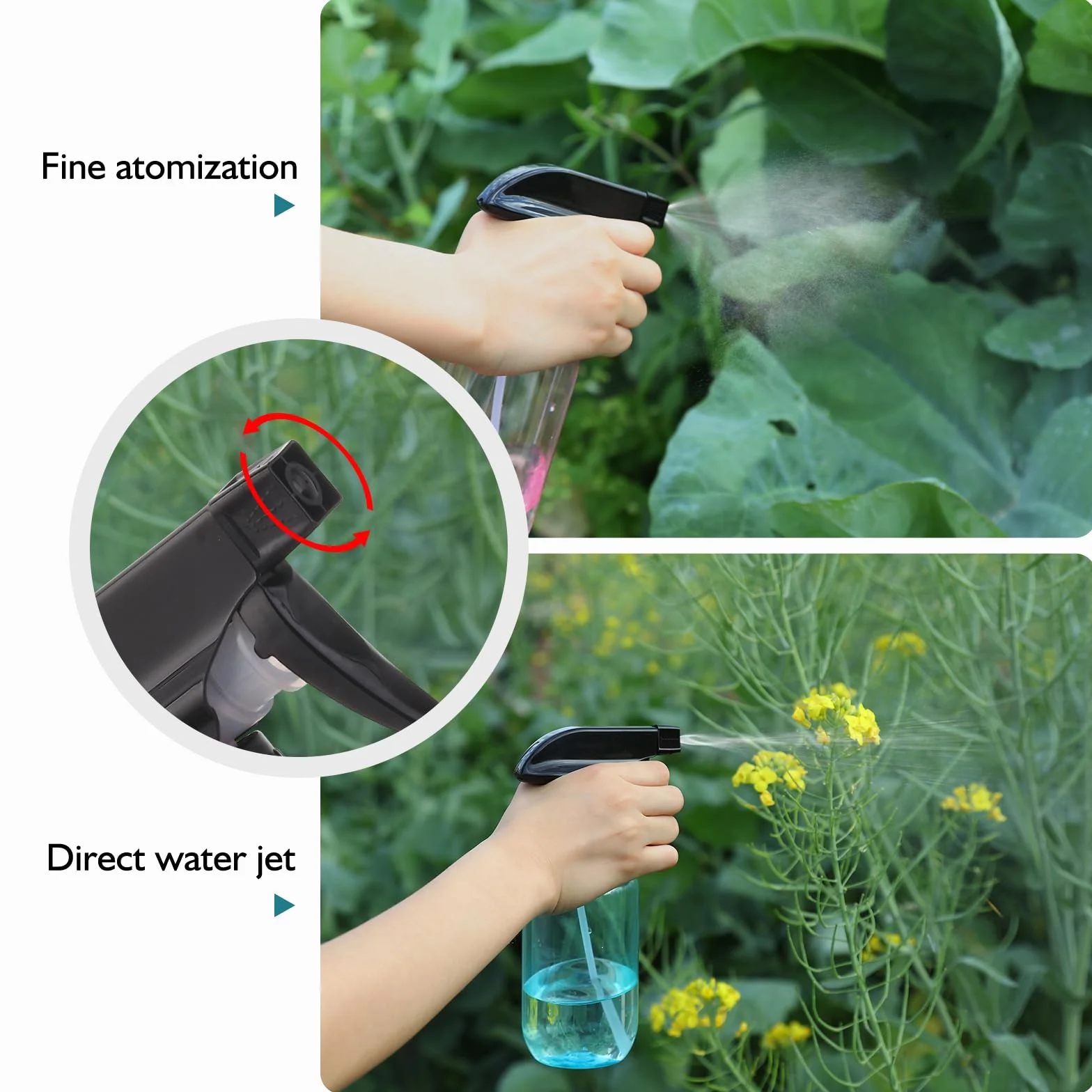 Lot de 2 flacons pulvérisateurs en plastique rechargeables de 300 ml pour plantes, jardin, nettoyage des animaux domestiques, coiffeurs, soins de voiture