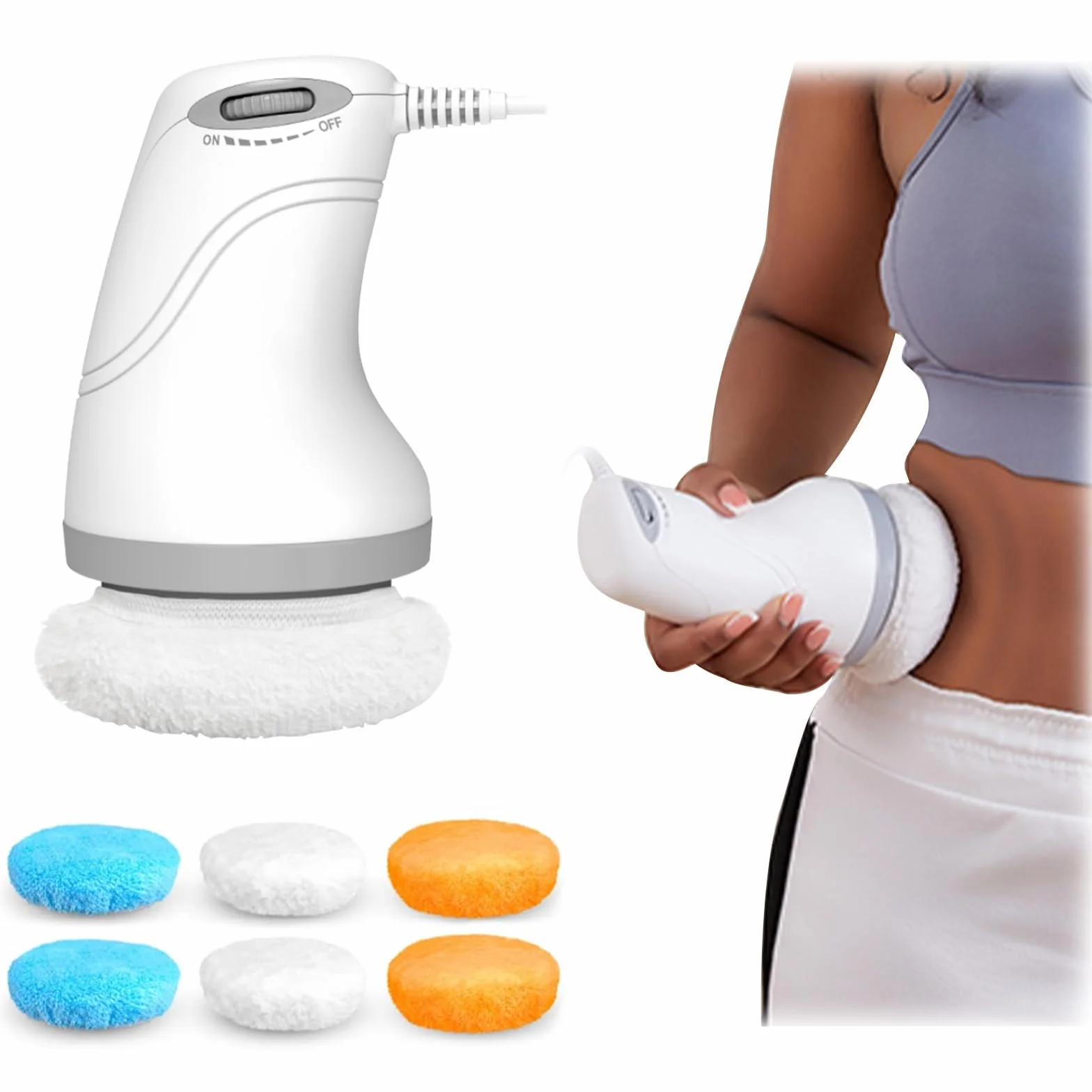 Masseur Anti Cellulite Électrique pour Abdomen, Fesses, Jambes avec 6 Coussinets Lavables