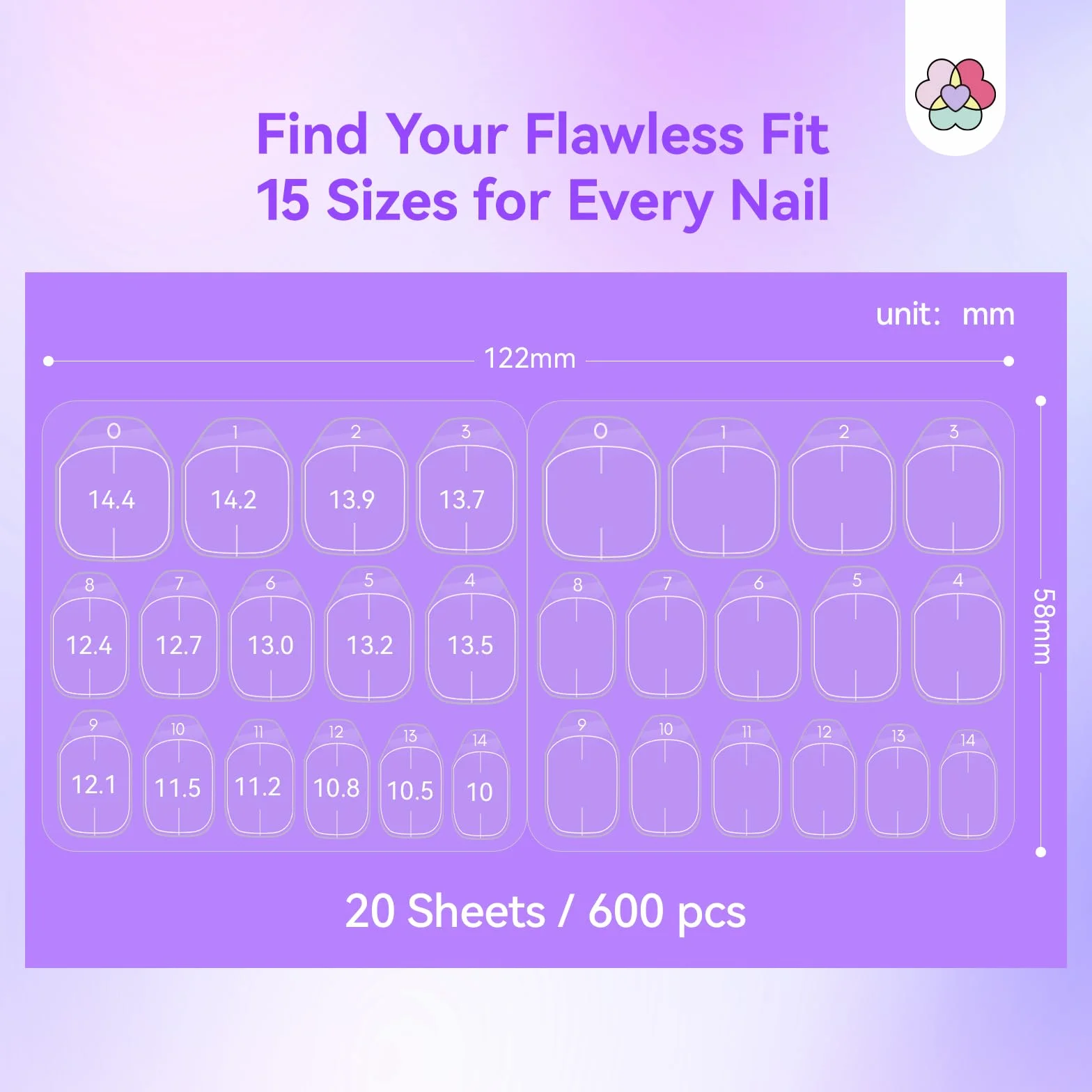 SAVILAND Mini-Adhésifs Végétaux Faux Ongles 600 Pads Hypoallergéniques Ultra Fins Respirants Longue Tenue Press-On Nails Nail Art