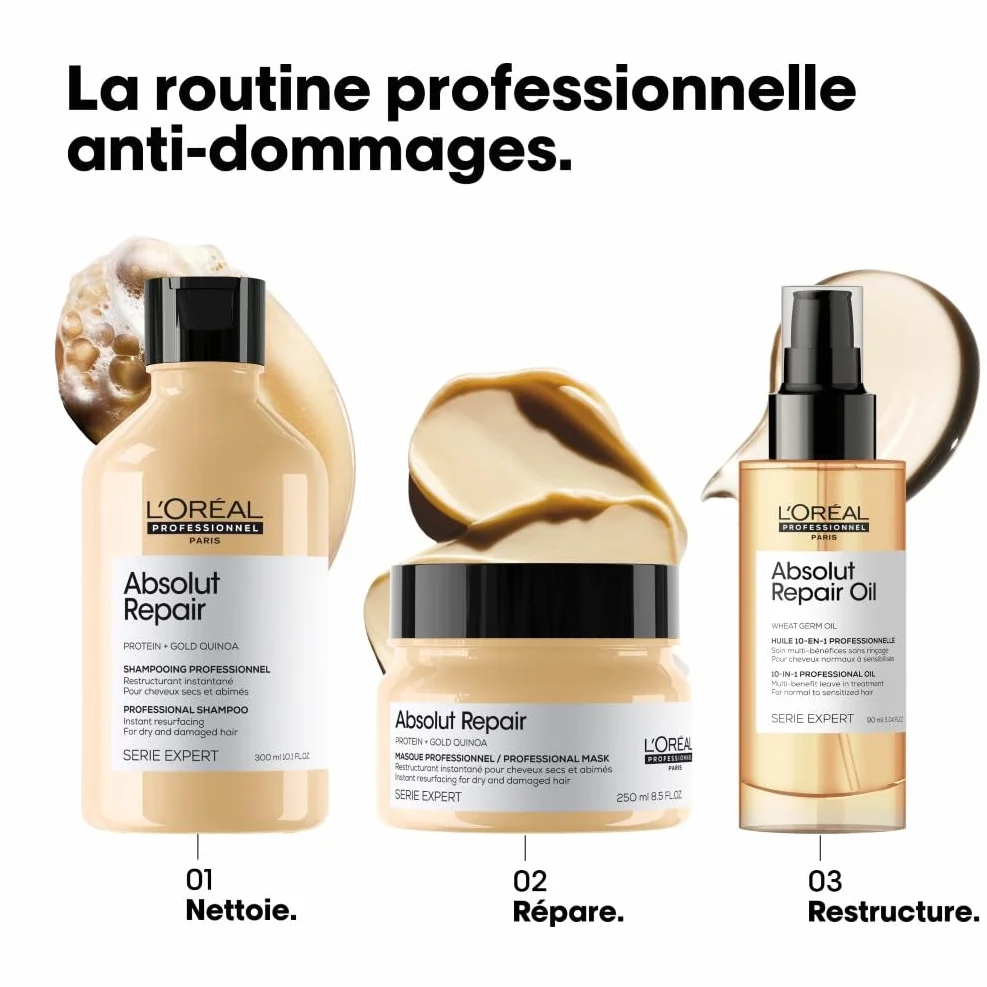 L'OREAL PROFESSIONNEL Absolut Repair Restructuration Instantanée Cheveux Secs Abîmés Protéines de Blé