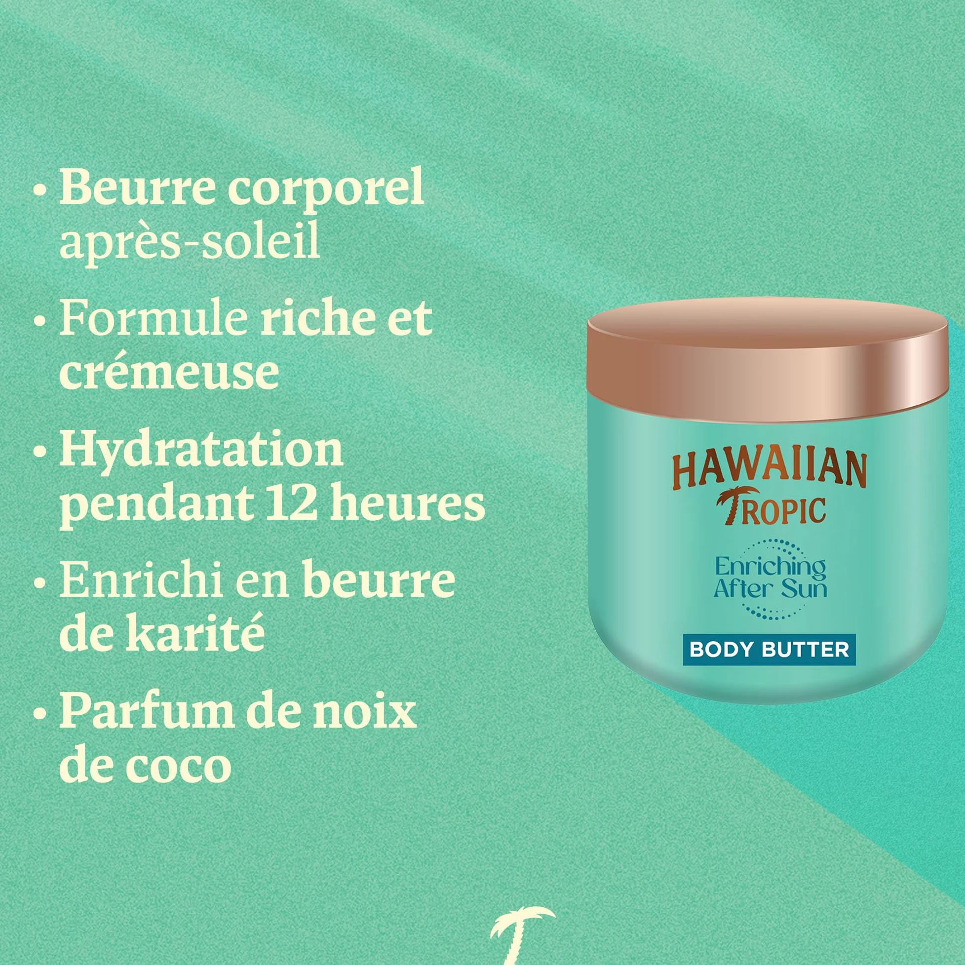 Hawaiian Tropic Beurre Corporel Après-Soleil Enrichissant 250 ml, Hydratation 12 Heures, Beurre de Karité, Parfum Noix de Coco, Végan