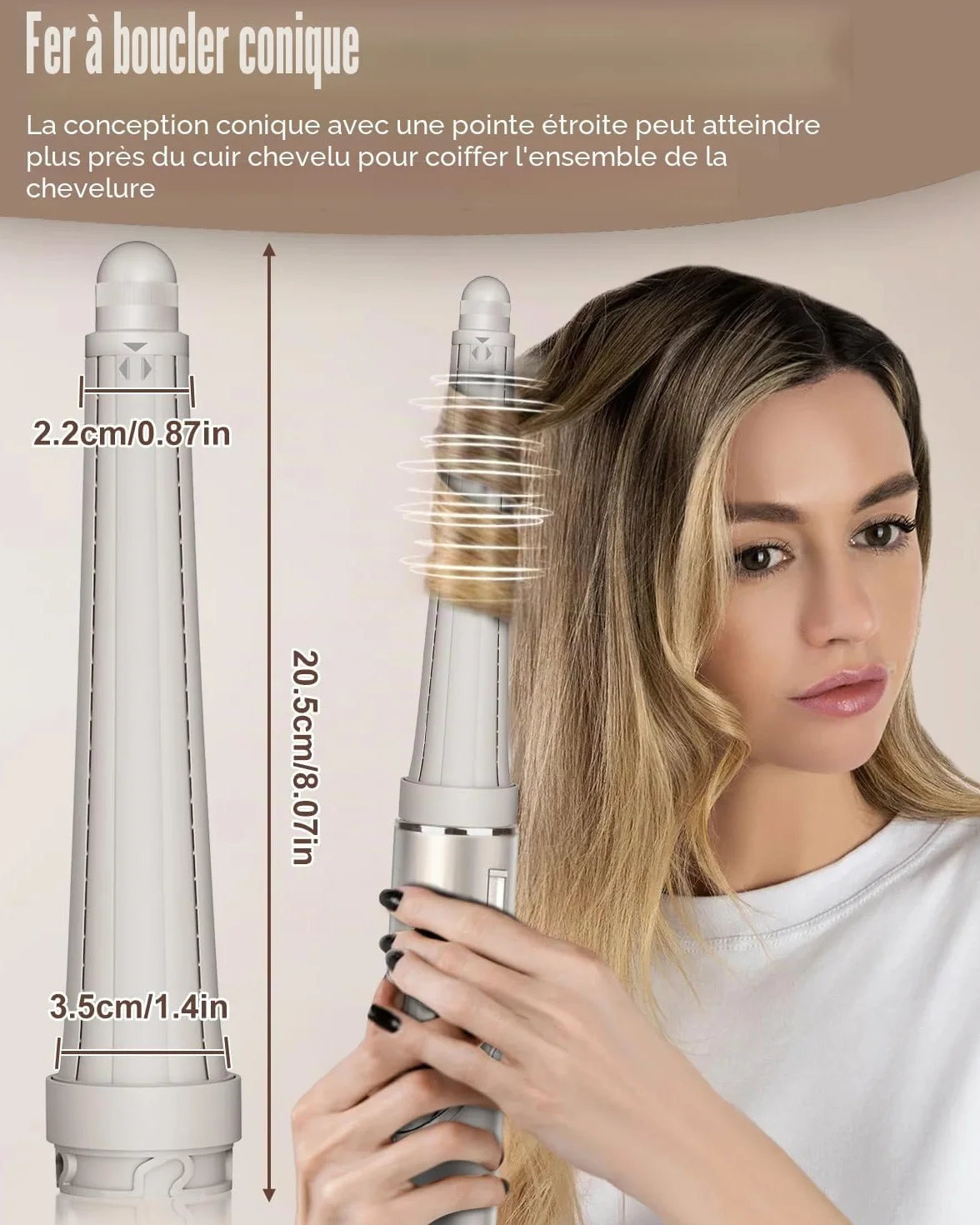 Bigoudi long pour accessoires Shark FlexStyle, bigoudis de 1,9 à 3,6 cm, enroulement automatique avec les deux directions
