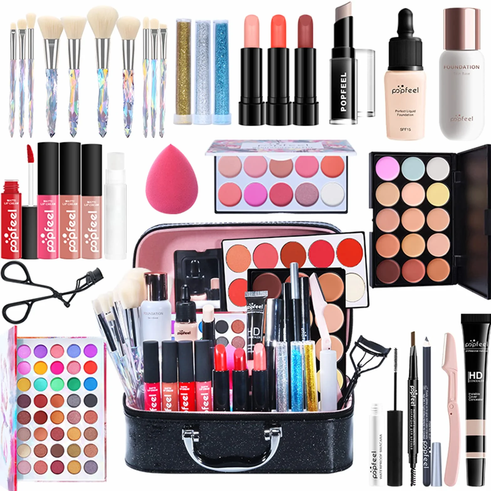 Coffret Maquillage Femme, Malette Maquillage, Kit de Maquillage Tout-en-un, Mallettes et Coffrets de Maquillage Trousse de Complète Cosmétique pour Les Femmes Filles Idée Cadeau de Noël