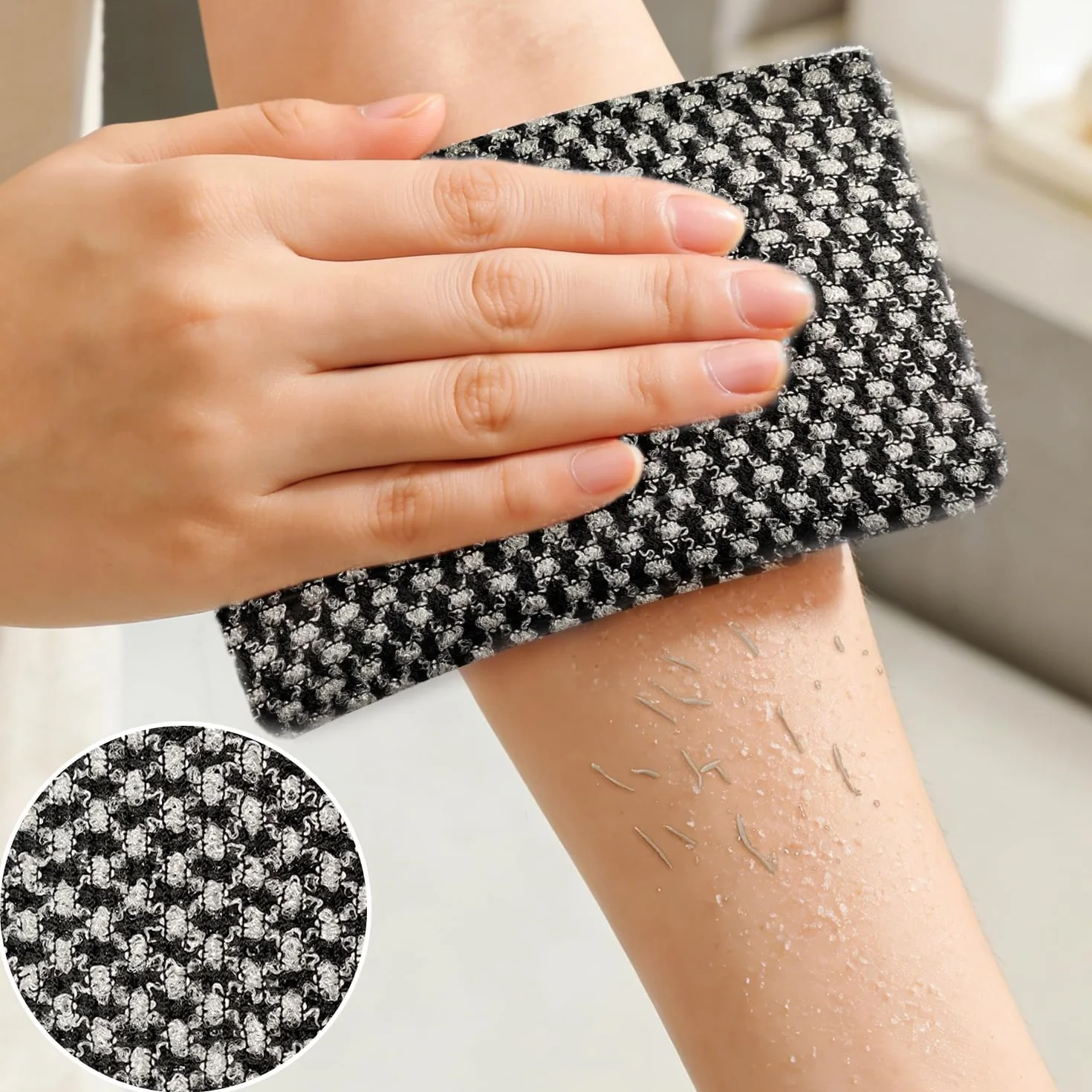 Serviette Exfoliante en Maille Longue 25 x 100 cm pour le Dos Hommes Femmes Noir Rose