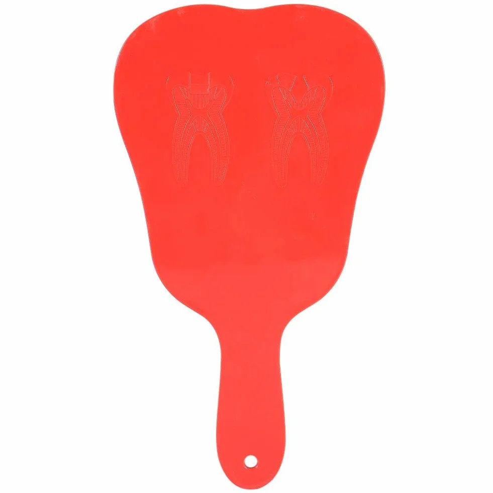 Miroir à main pour enfants poignée dent plastique portable miroir cosmétique voyage rouge