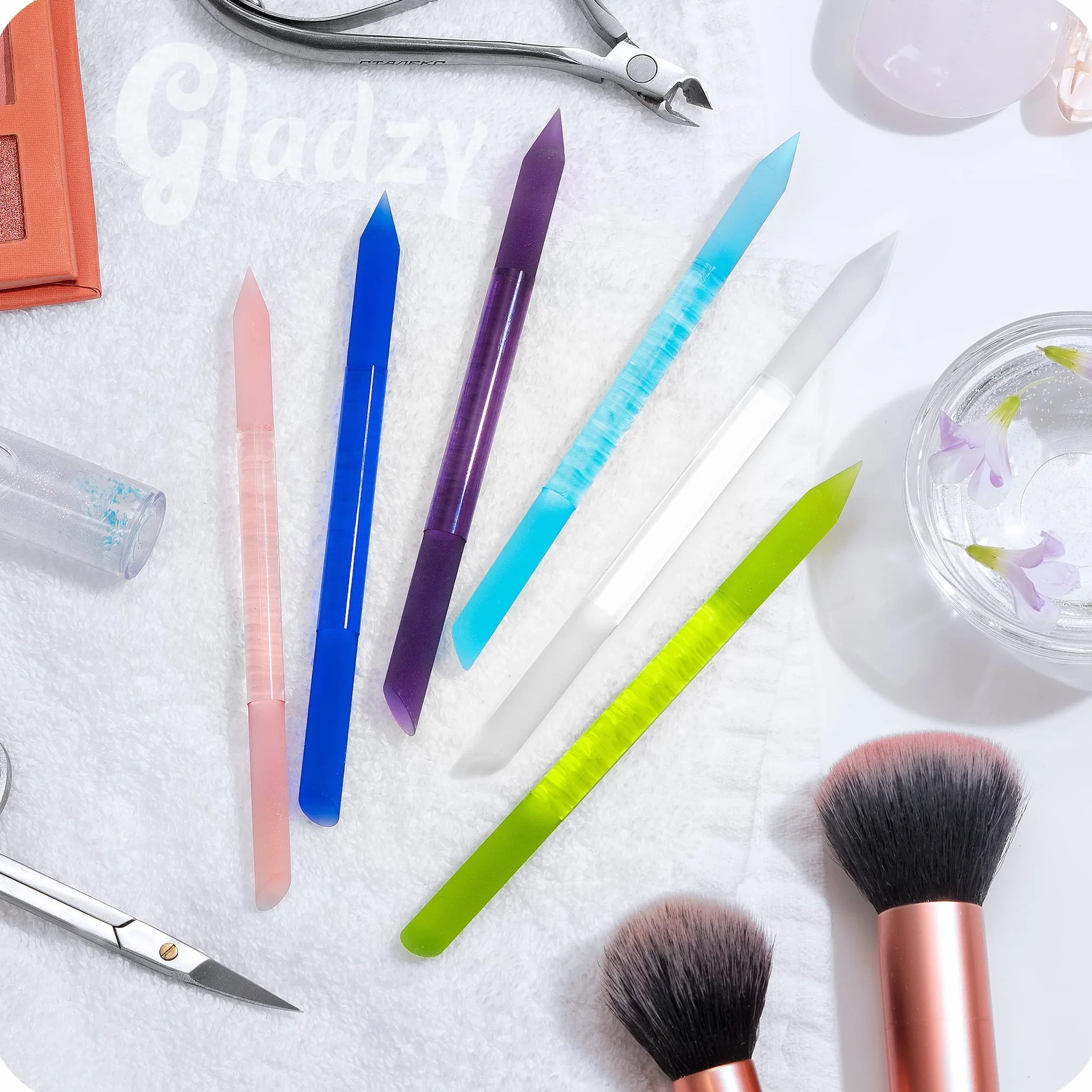 Gladzy Lime à Ongles Verre avec Poussoir Cuticules - Bâton Manucure Dissolvant Professionnel Précision