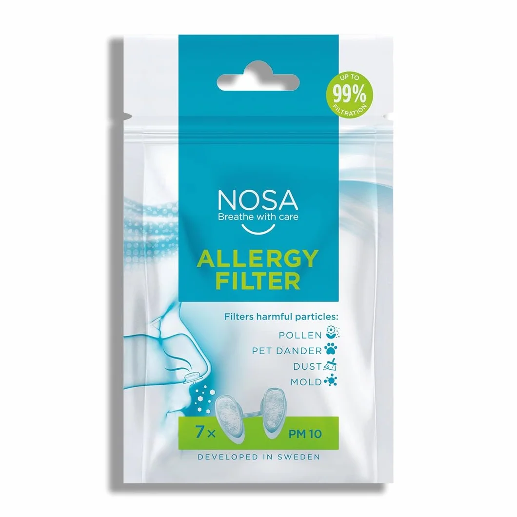 NOSA Allergy Filter Filtre Nasal Lot de 7 Anti-Pollen Anti-Poussière Anti-Moisissures