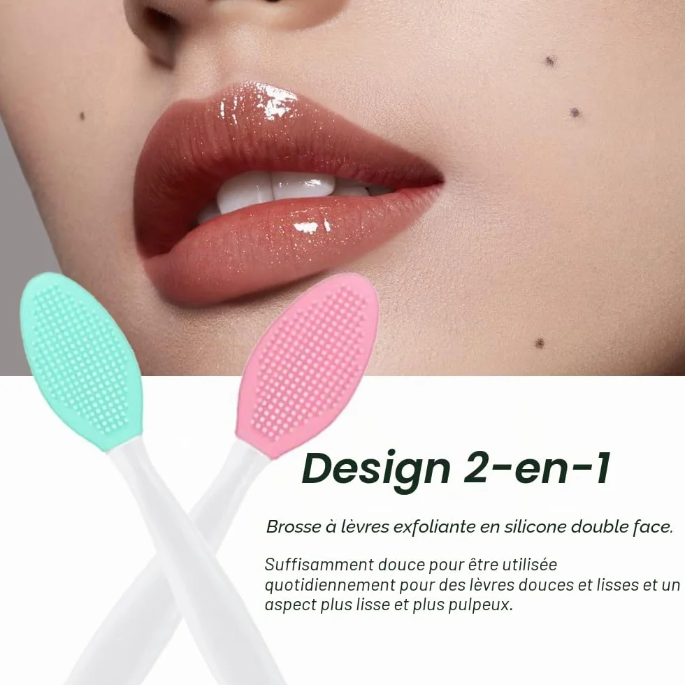 Pinceau À Lèvres Exfoliant Double Face en Silicone 2 Pcs