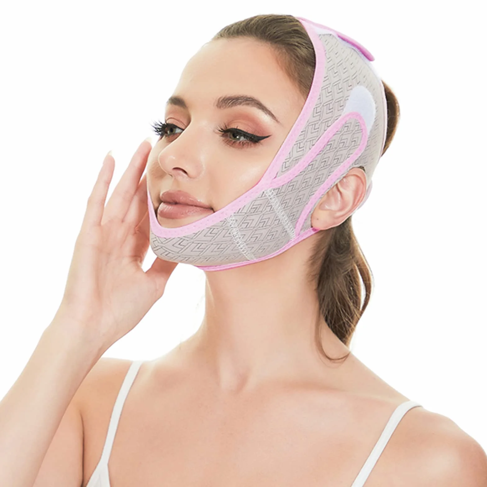 Réducteur de double menton, sangle amincissante pour le visage, masque de levage en V, ceinture de levage réutilisable en forme de visage pour femme, raffermit la peau et empêche l'affaissement