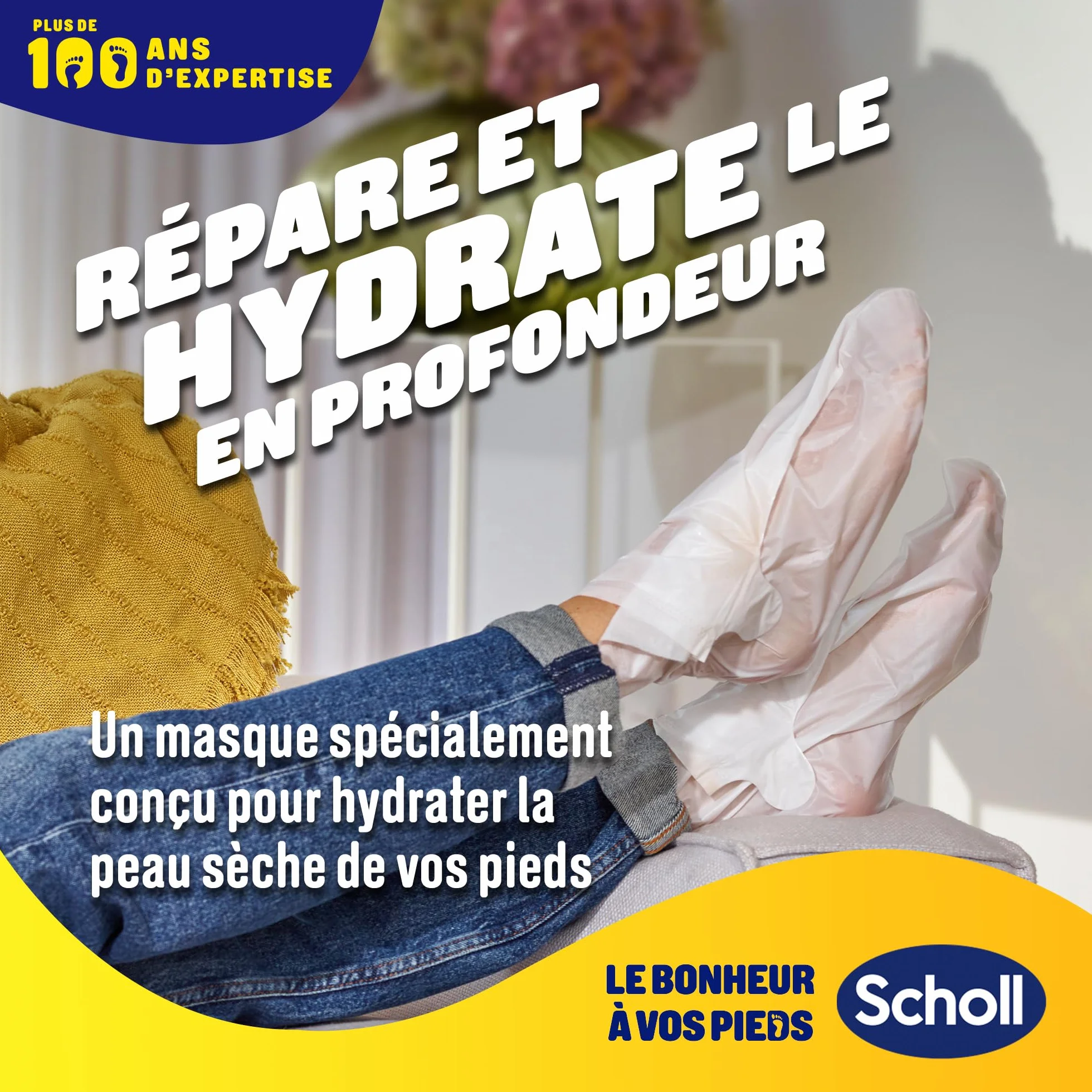 Dr. Scholl's Masque Pieds à l'Amande et au Miel pour peaux sèches - Chaussettes de soin hydratantes 1 paire
