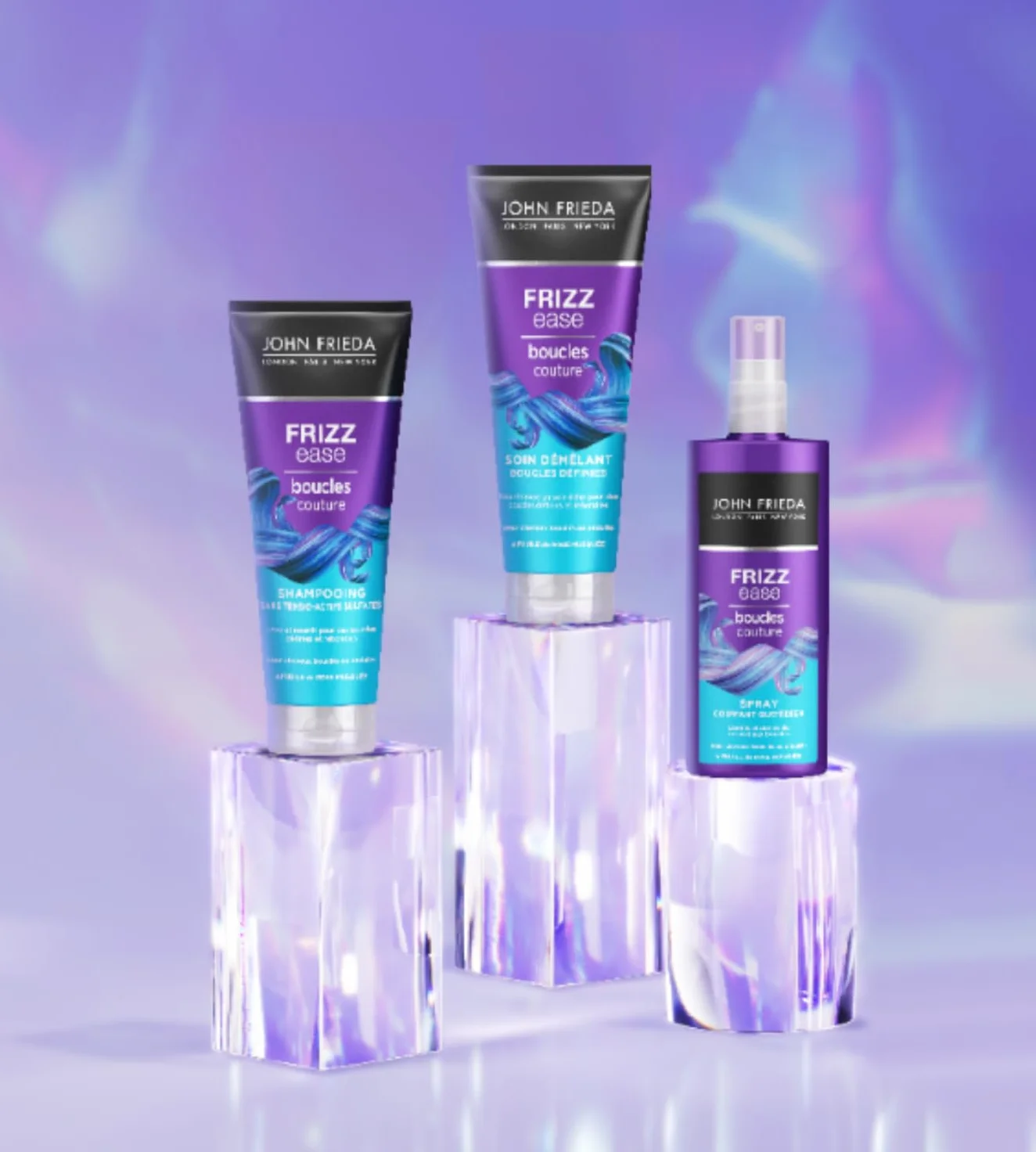 JOHN FRIEDA Coffret routine capillaire Boucles Couture Shampooing Soin Demelant Spray cheveux bouclés