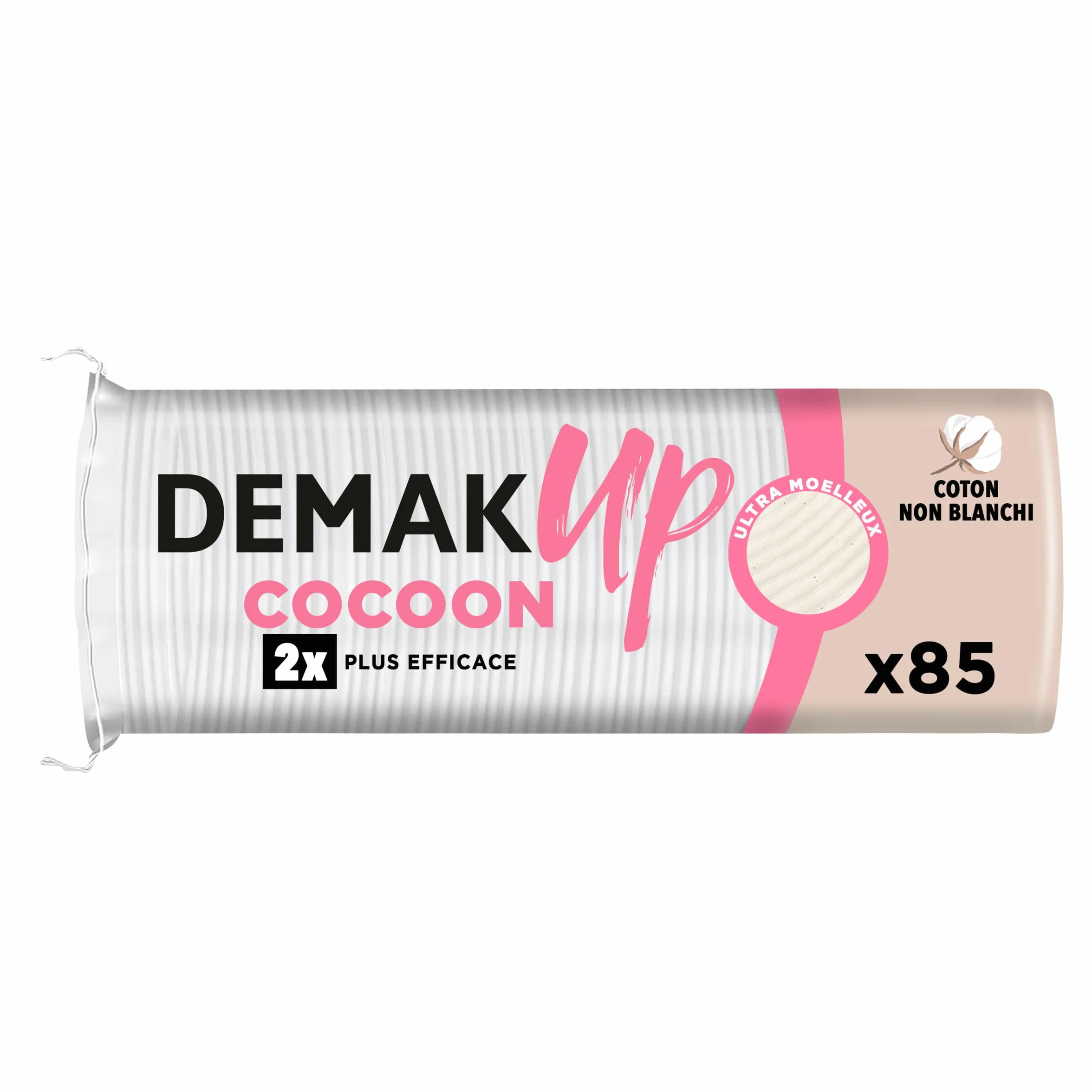 Demak'Up Cocoon Disques Cotons à Démaquiller Visage Yeux 100% Fibres de Coton Naturelles 85 Cotons