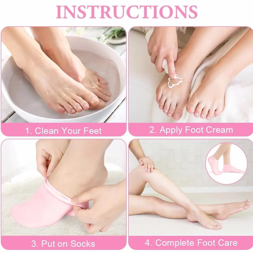 ACWOO Chaussettes Hydratantes en Silicone 3 Paires Soin des Pieds Fissurés