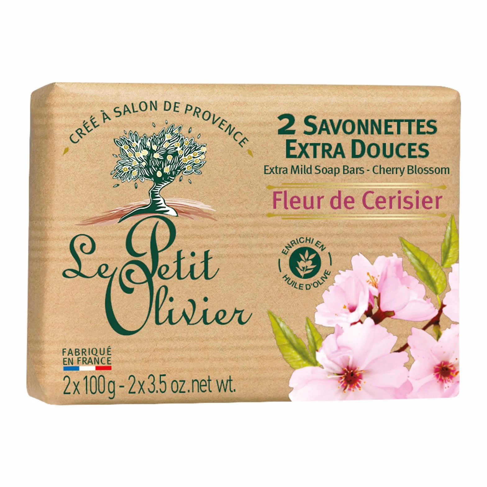 LE PETIT OLIVIER 2 Savonnettes Extra Douces Fleur De Cerisier 2x100g