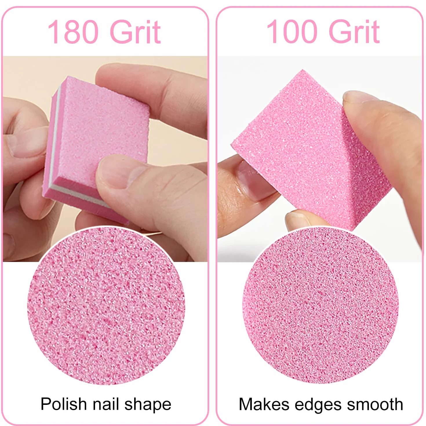 Bloc Polissoir Ongles 30 Pcs Lime à Ongles Éponge pour Manucure DIY Nail Art Rose