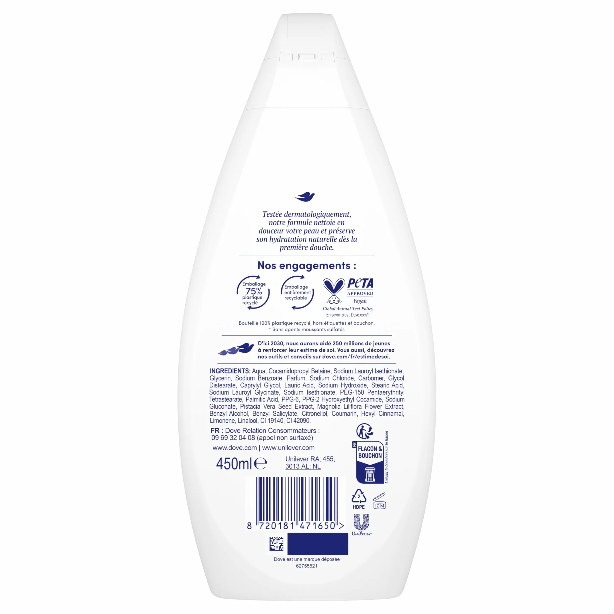 Dove Gel Douche Essentiel Cocooning 2x 450ml Testé Dermatologiquement 0% Sulfate