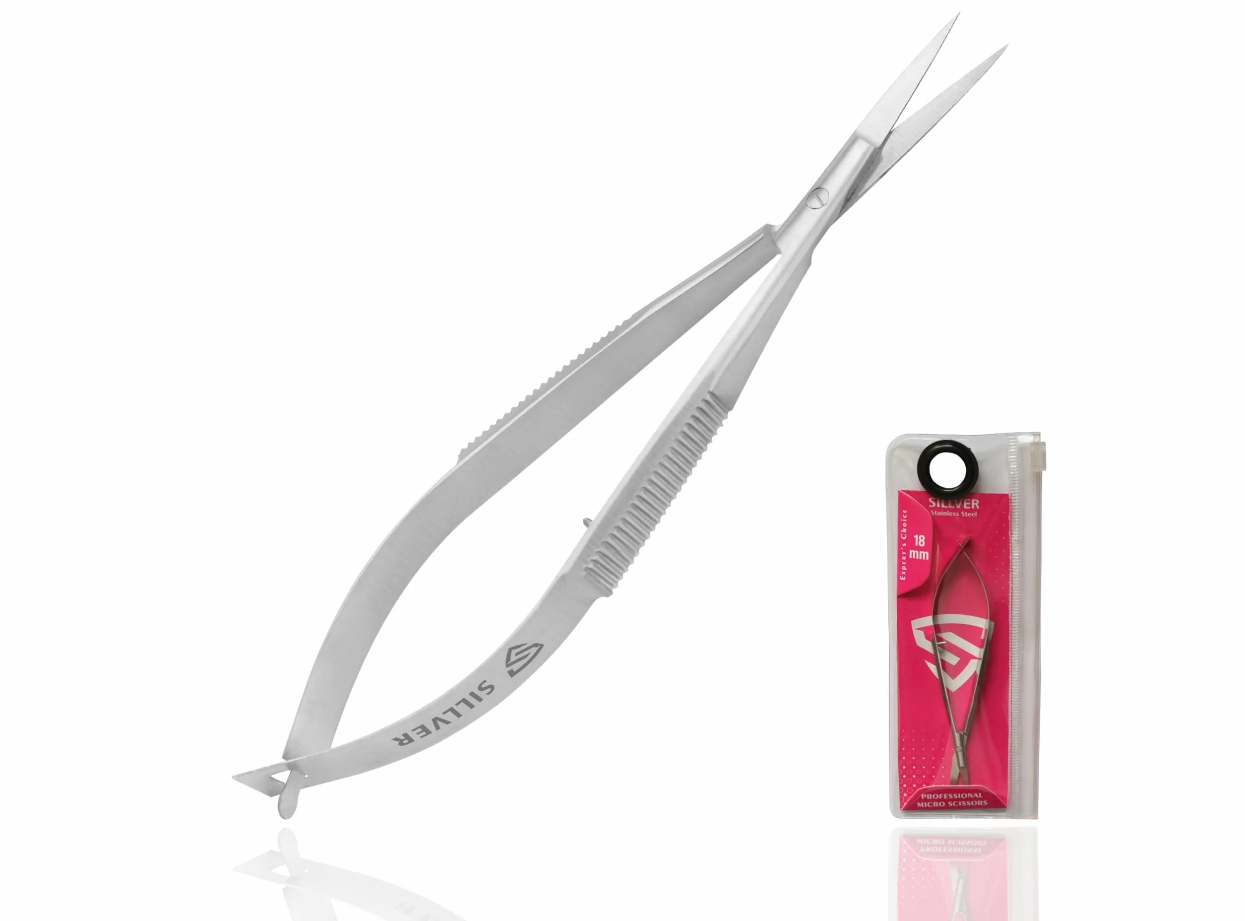 SILLVER Ciseaux à cuticules extra fins et droits, ciseaux à sourcils, ciseaux de toilettage pour barbe, cils, moustache, peau sèche, ciseaux de manucure