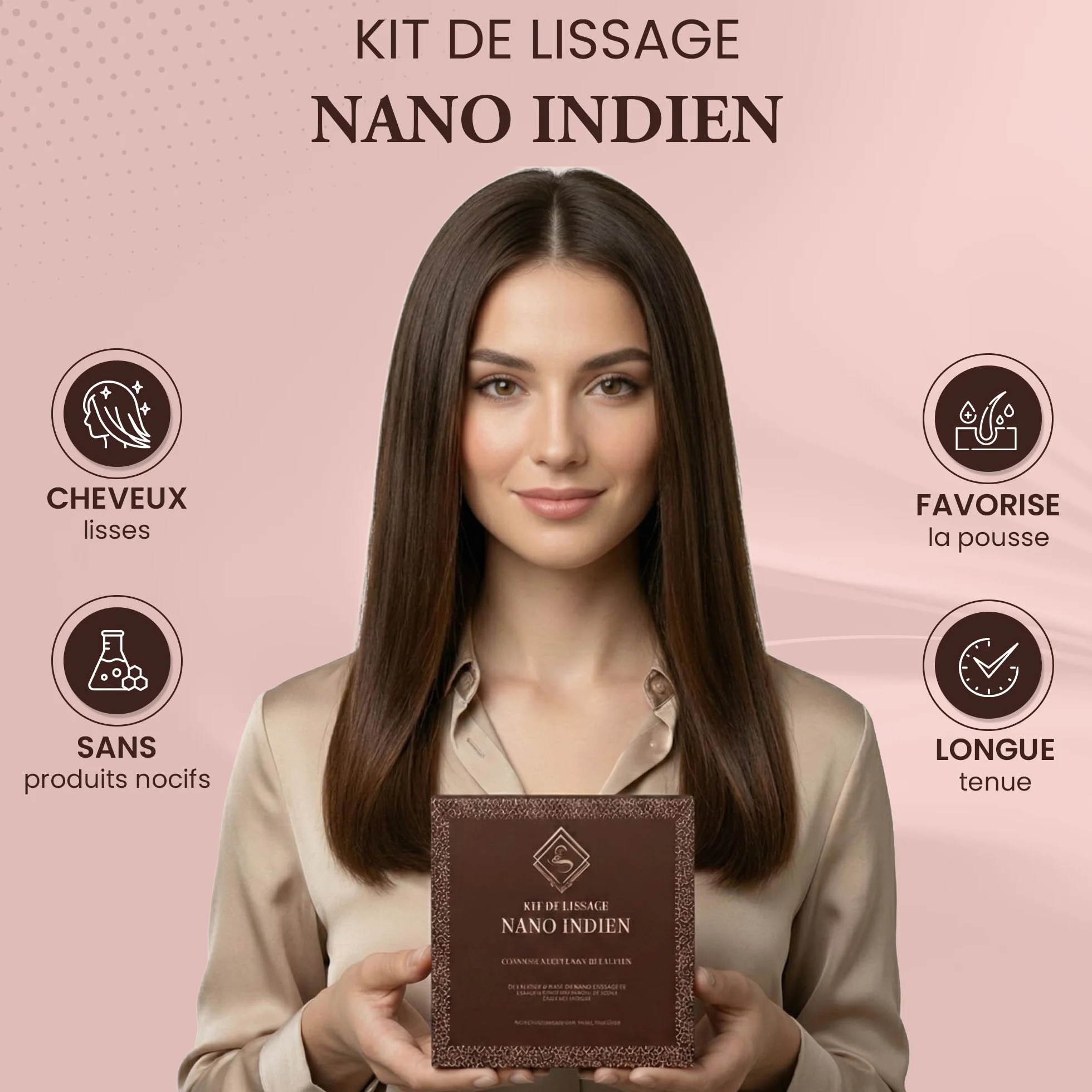 Kit lissage brésilien nano indienne sans formol - Huile croissance longue durée traitement professionnel