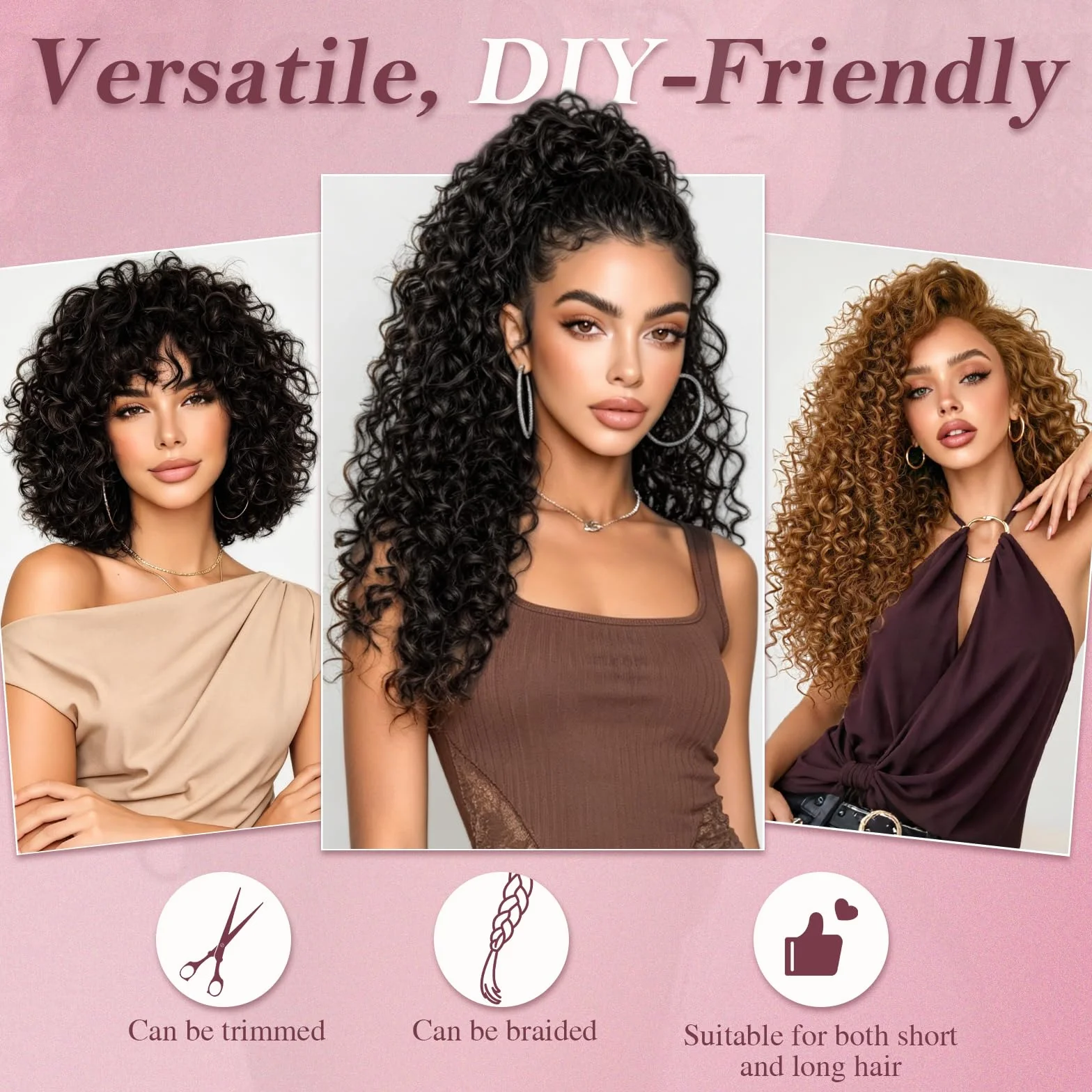 Sofeiyan 5 Pièces Afro Bouclé Extensions de Cheveux à Clips,40 cm Curly Bouclées Naturel Extensions de Cheveux Pour Femmes,Postiches Capillaires 100% Soie Protéinique Pure,Noir Naturel