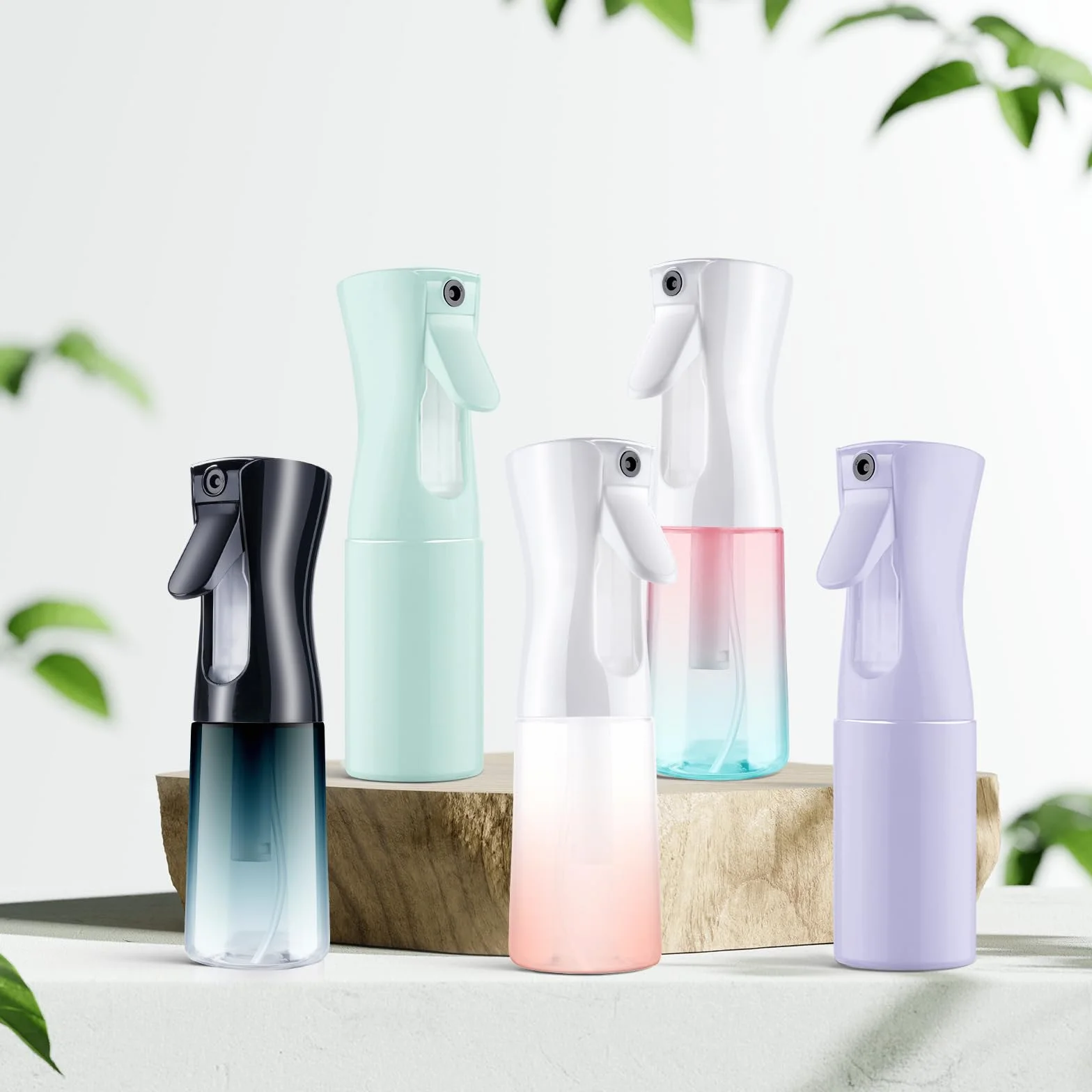 Bouteille de Vaporisateur pour Cheveux 200ml Rechargeable Vide Réutilisable Rose + Vert