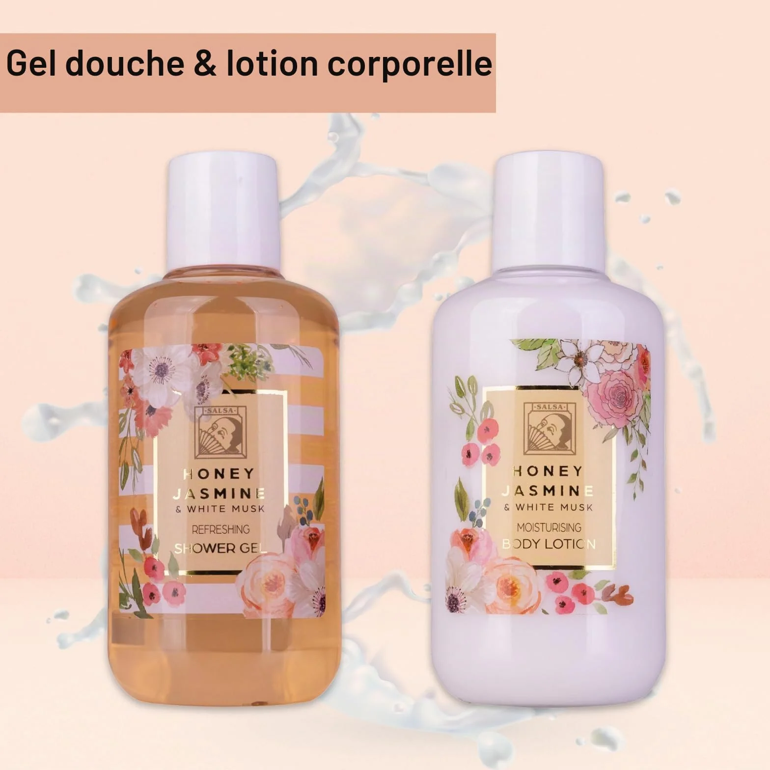 Accentra Set cadeau de douche HONEY JASMINE 4 pièces gel douche lotion beurre corps