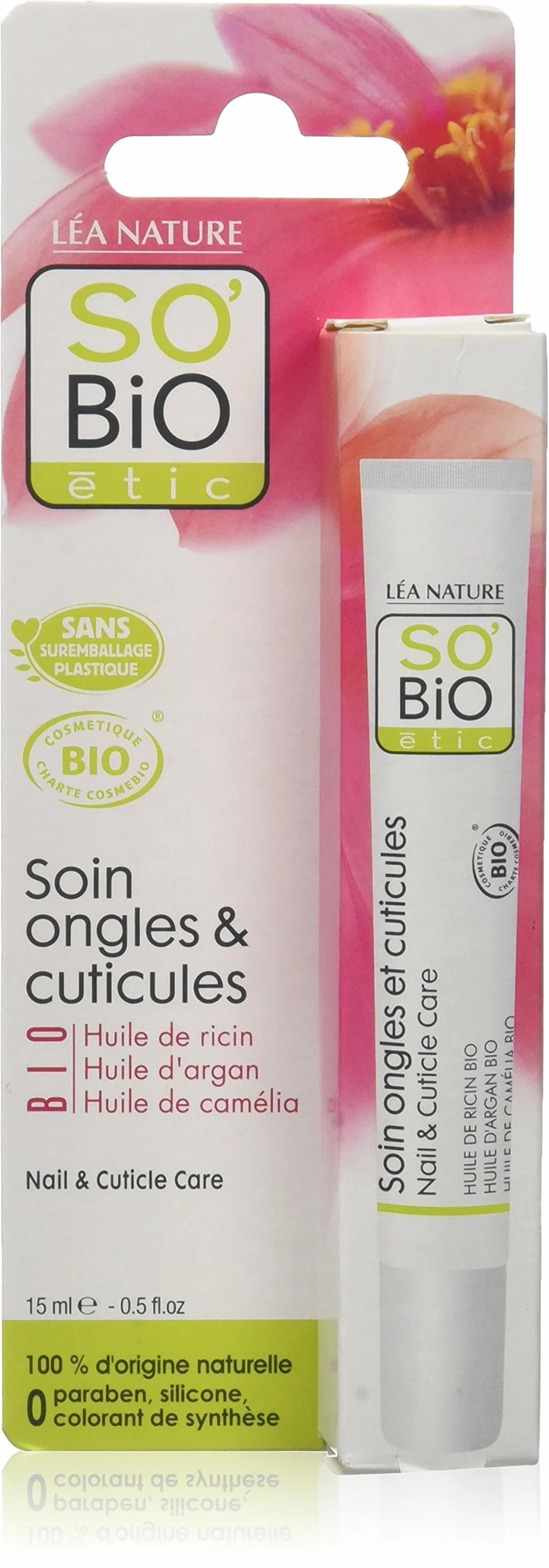 SO'BiO étic Soin Ongles Cuticules Huile de Ricin Bio 15 ml Lot de 2