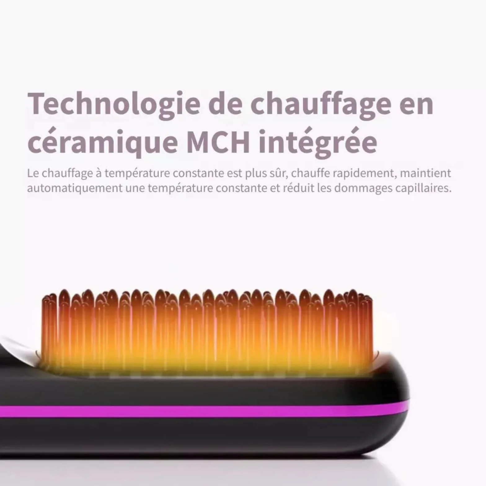 Velora Brosse Lissante Sans Fil Rechargeable USB Mini Peigne Lissant Thermique Portable avec 3 Réglages de Température et Écran LED