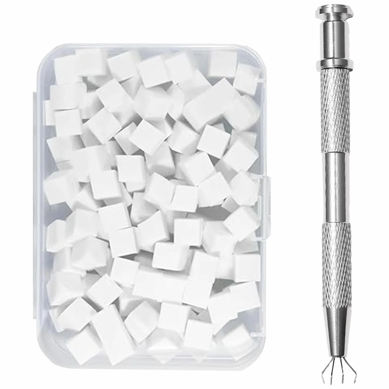 100 Pcs Eponge Ongle avec Pince Métallique Nail Art Brosse Éponge Remplaçables Outils de Rendu pour Motifs Dégradé