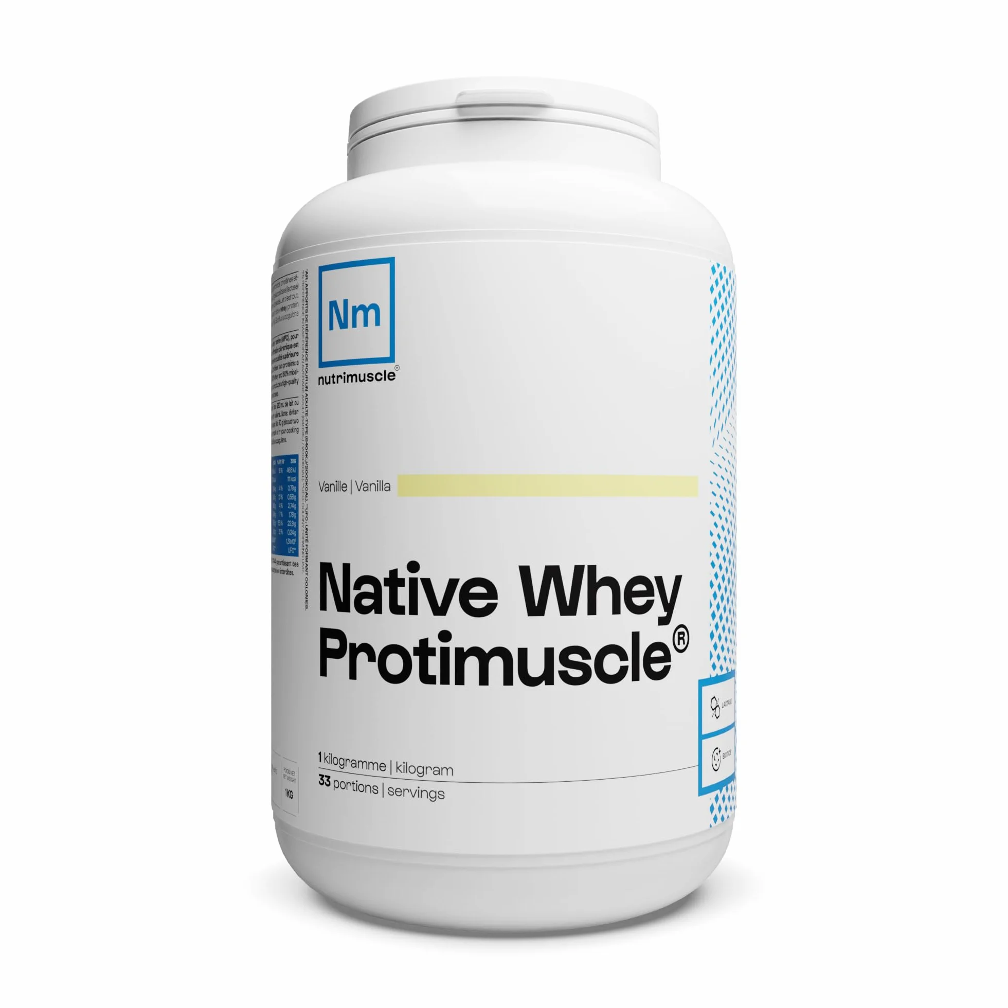 Nutrimuscle Whey Native 1 Kg Vanille Protimuscle Mix Protéine Caséine Prise de Muscle