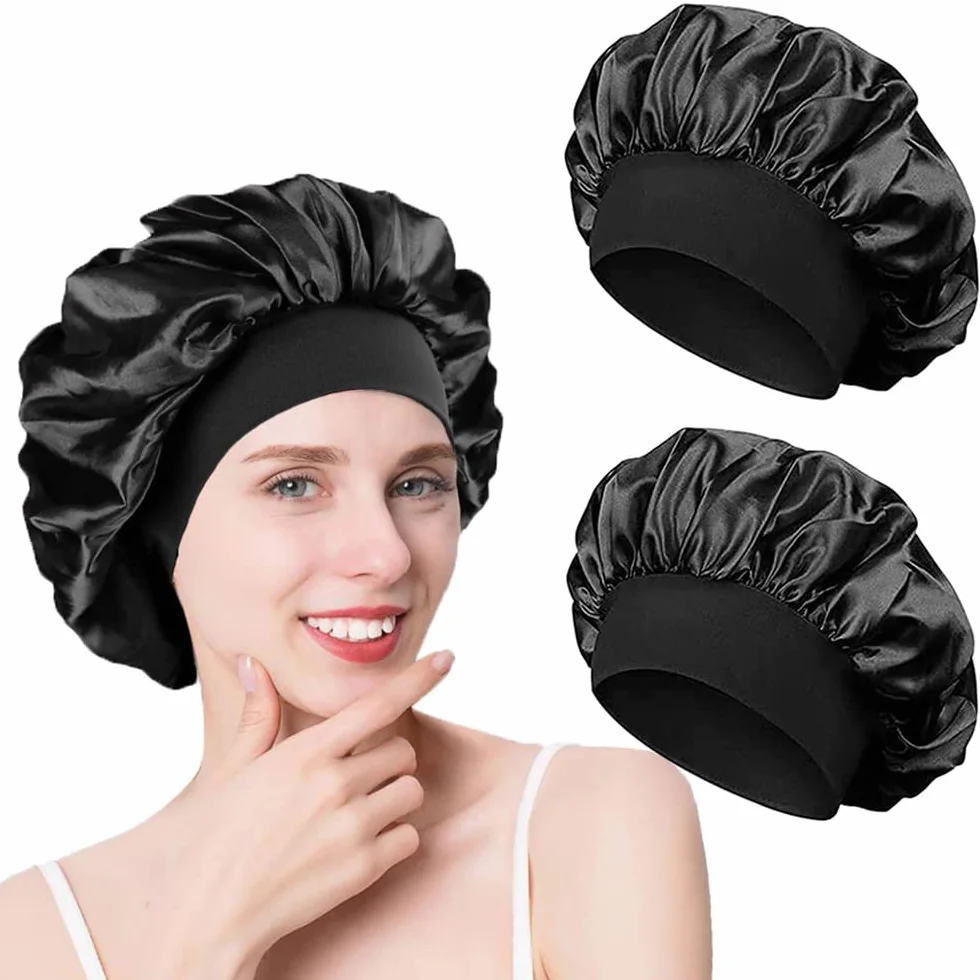 Bonnet en Soie pour Femme, 2 Pieces Satin Cheveux Nuit