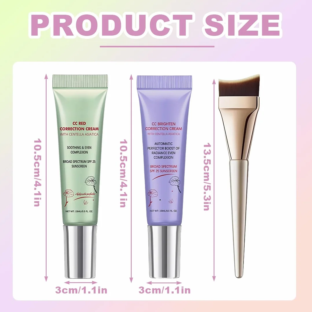 CC Crème Centella Asiatica Crème teintée visage 15 ml x 2 Correctrice Pinceau fond de teint