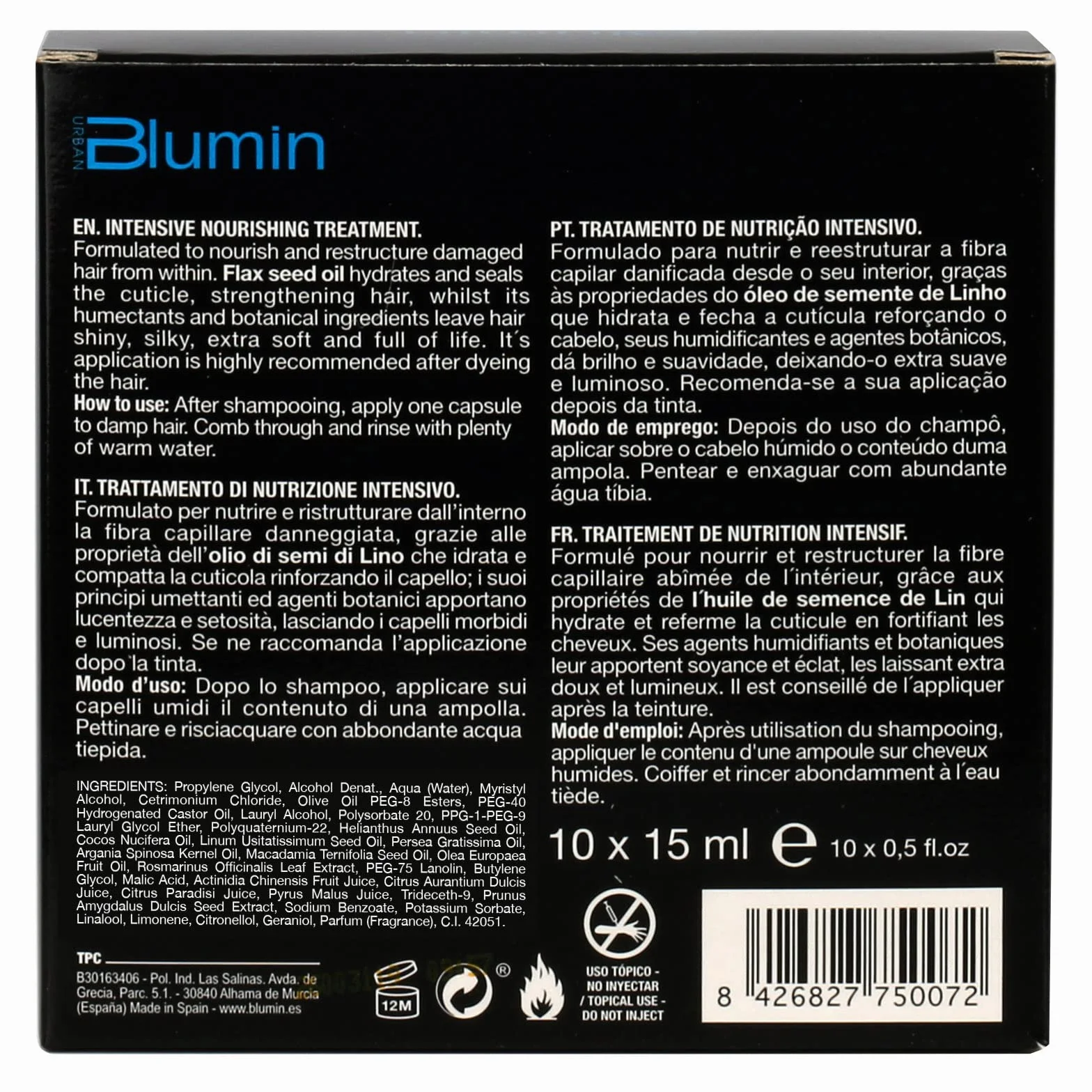Blumin Urban Traitement Nutrition Intense 10 Ampoules