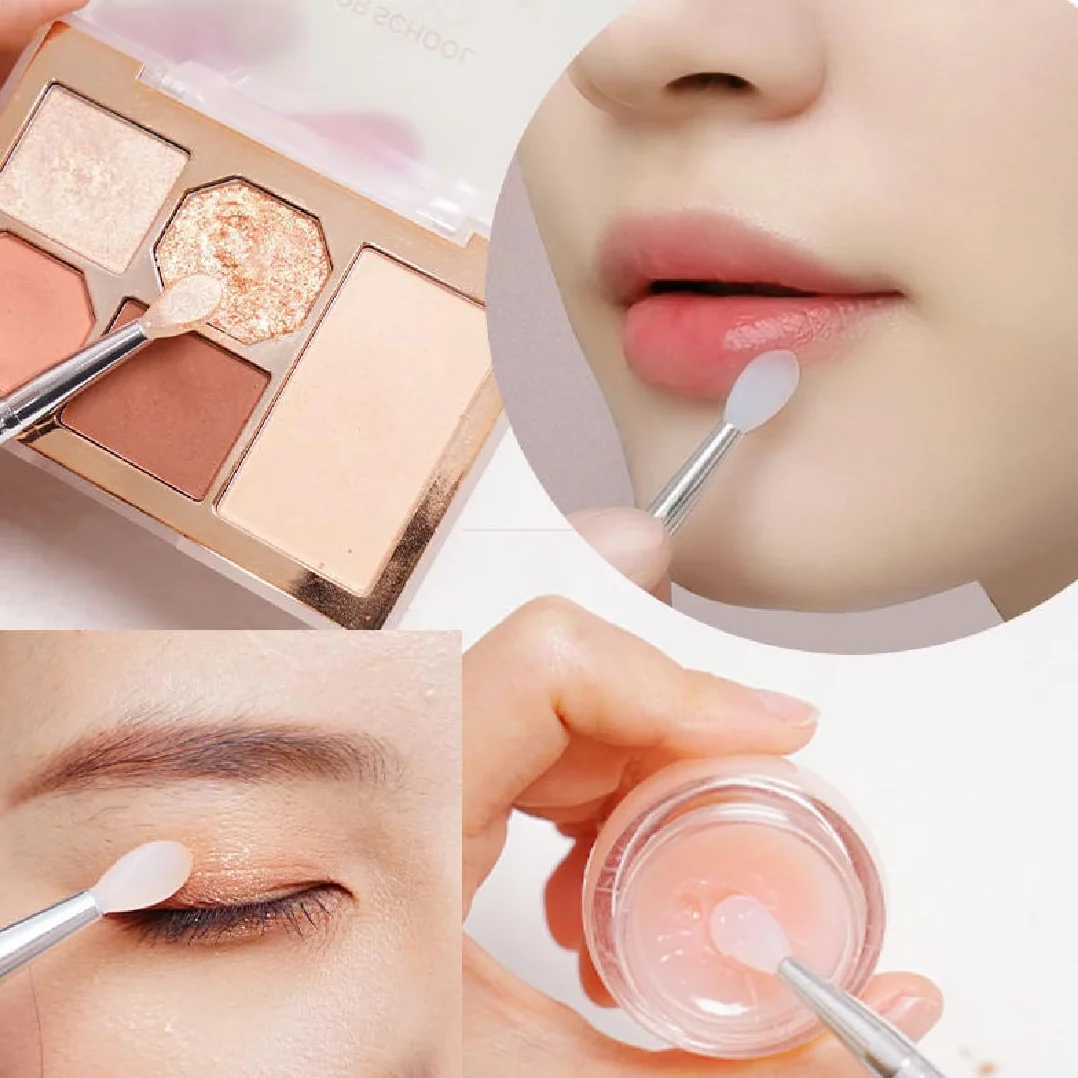 Pinceaux à Lèvres Silicone 3 Pièces avec Capuchon - Applicateur Professionnel Maquillage