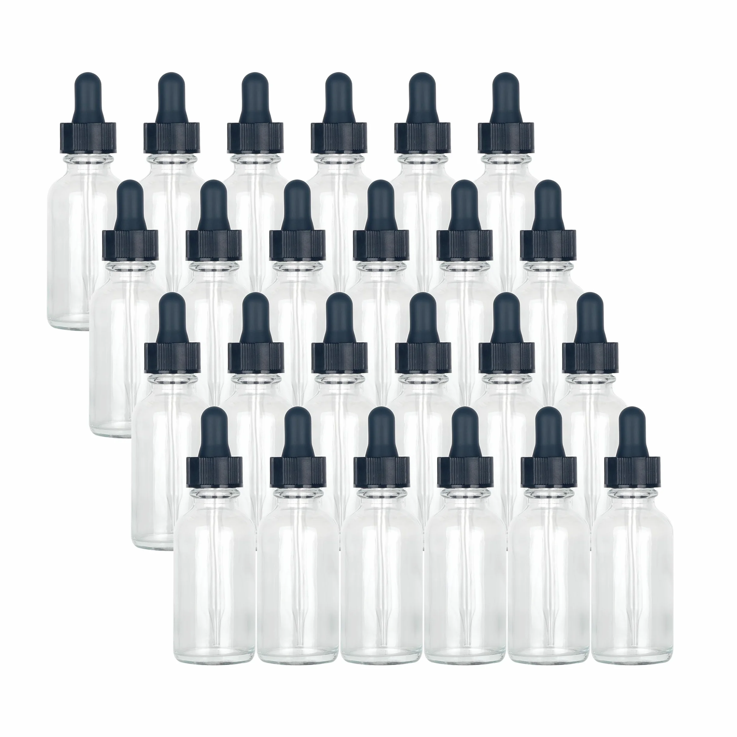 Magic Season Boston Lot de 24 flacons ronds en verre transparent avec compte-gouttes 30 ml