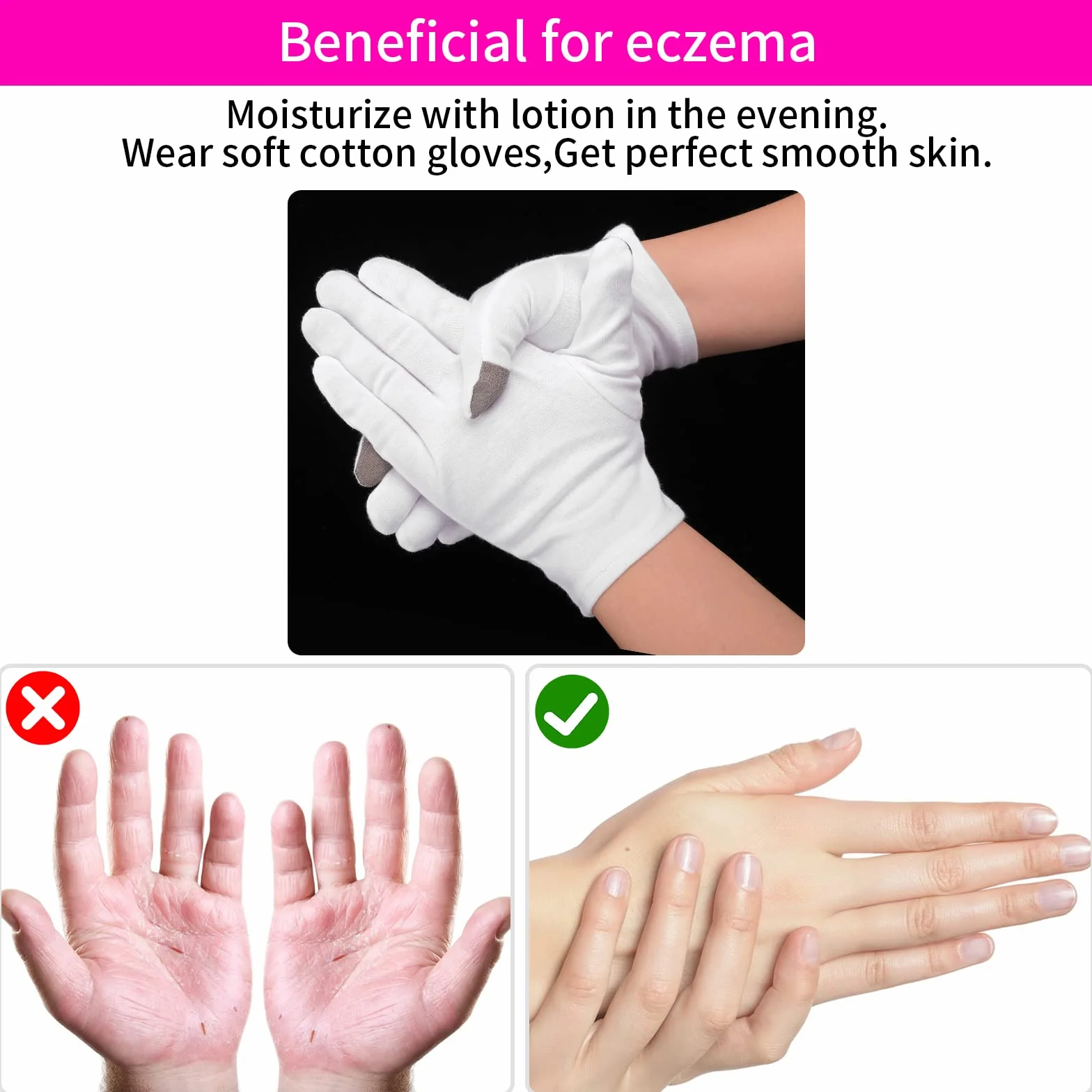 Gants et chaussettes hydratants pour écran tactile 4 paires Sibba réparation peau sèche craquelée eczéma