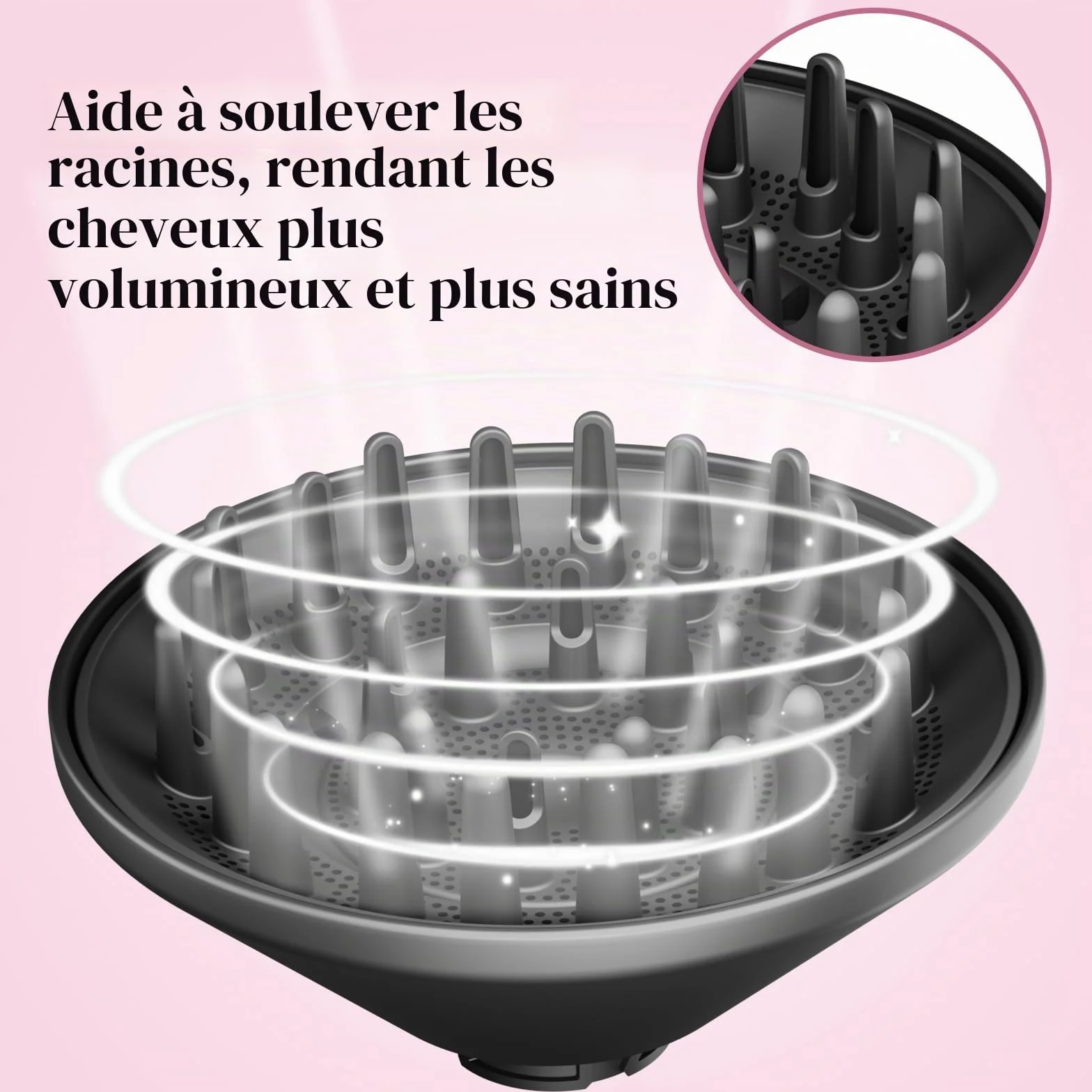 Grand diffuseur compatible avec Shark FlexStyle, buse diffuseur plus grande pour sécher plus rapidement et définir les cheveux ondulés bouclés bouclés Noir