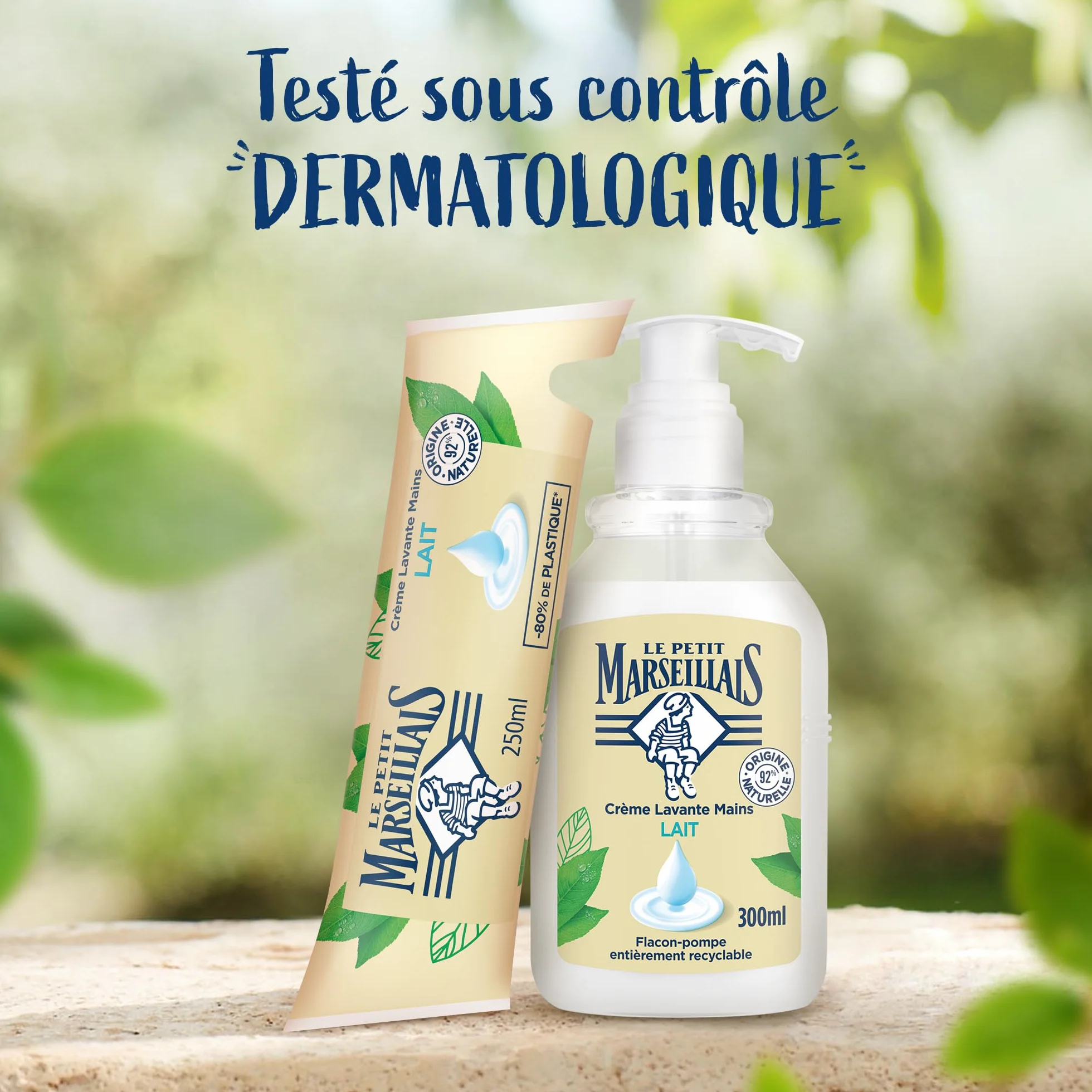 Le Petit Marseillais Recharge Crème Lavante Mains Lait 250 ml – Savon Liquide pH Neutre 92% Ingrédients Naturels