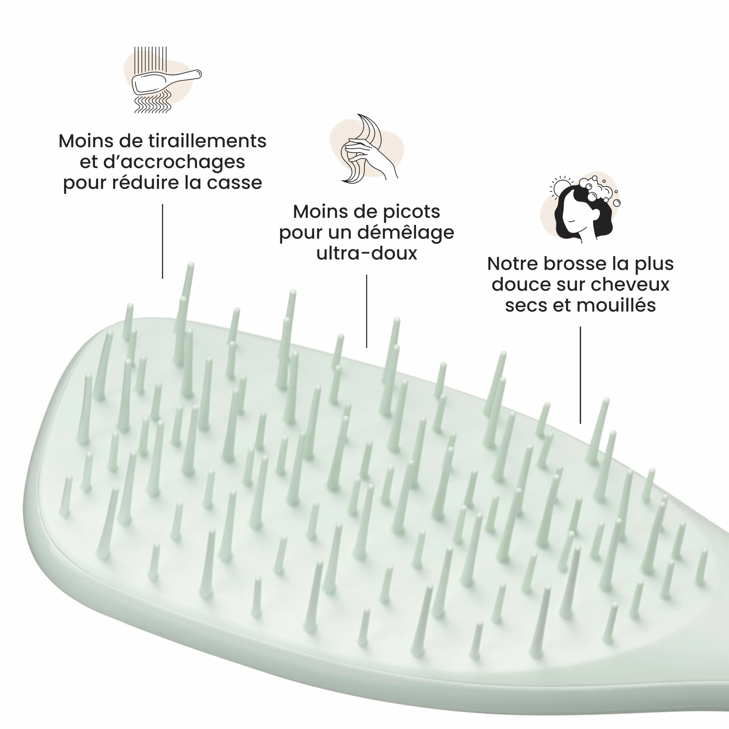 Tangle Teezer Ultimate Detangler Extra Douce Brosse à Cheveux Secs et Mouillés Picots Espacés Démêlage Efficace