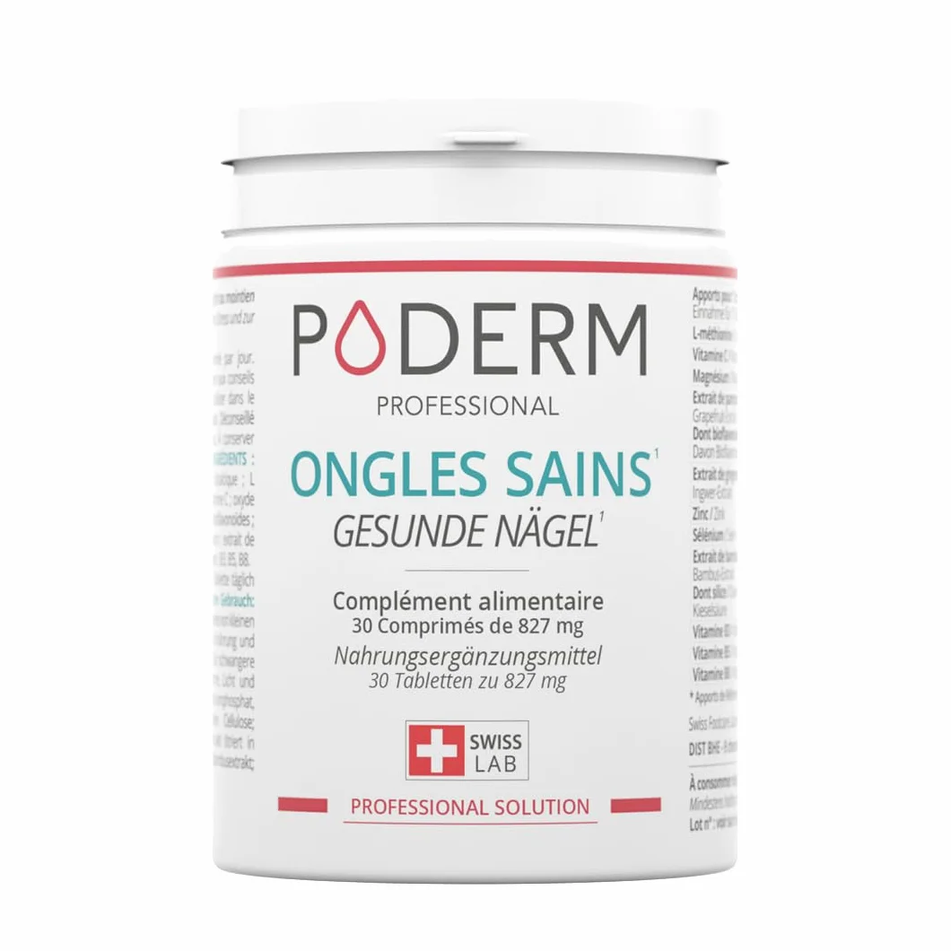 PODERM - ONGLES SAINS COMPLEMENT ALIMENTAIRE 30 jours| Répare et fortifie l’ongle | Cure professionnelle pied/main | Facile & rapide | Swiss Made